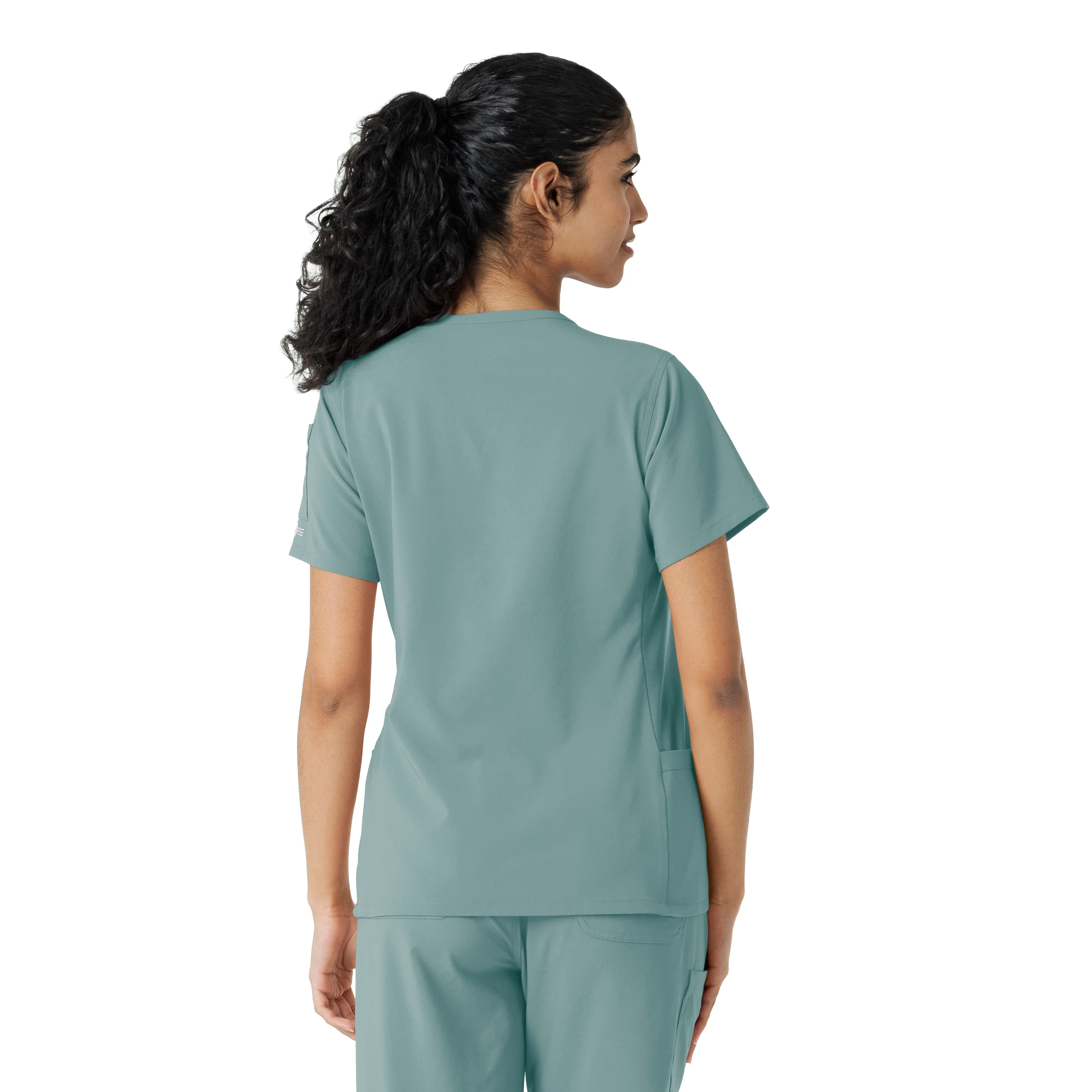 Carhartt Force Cross-Flex Women's Knit Panel Scrub Top - Summer Blue - Image 2