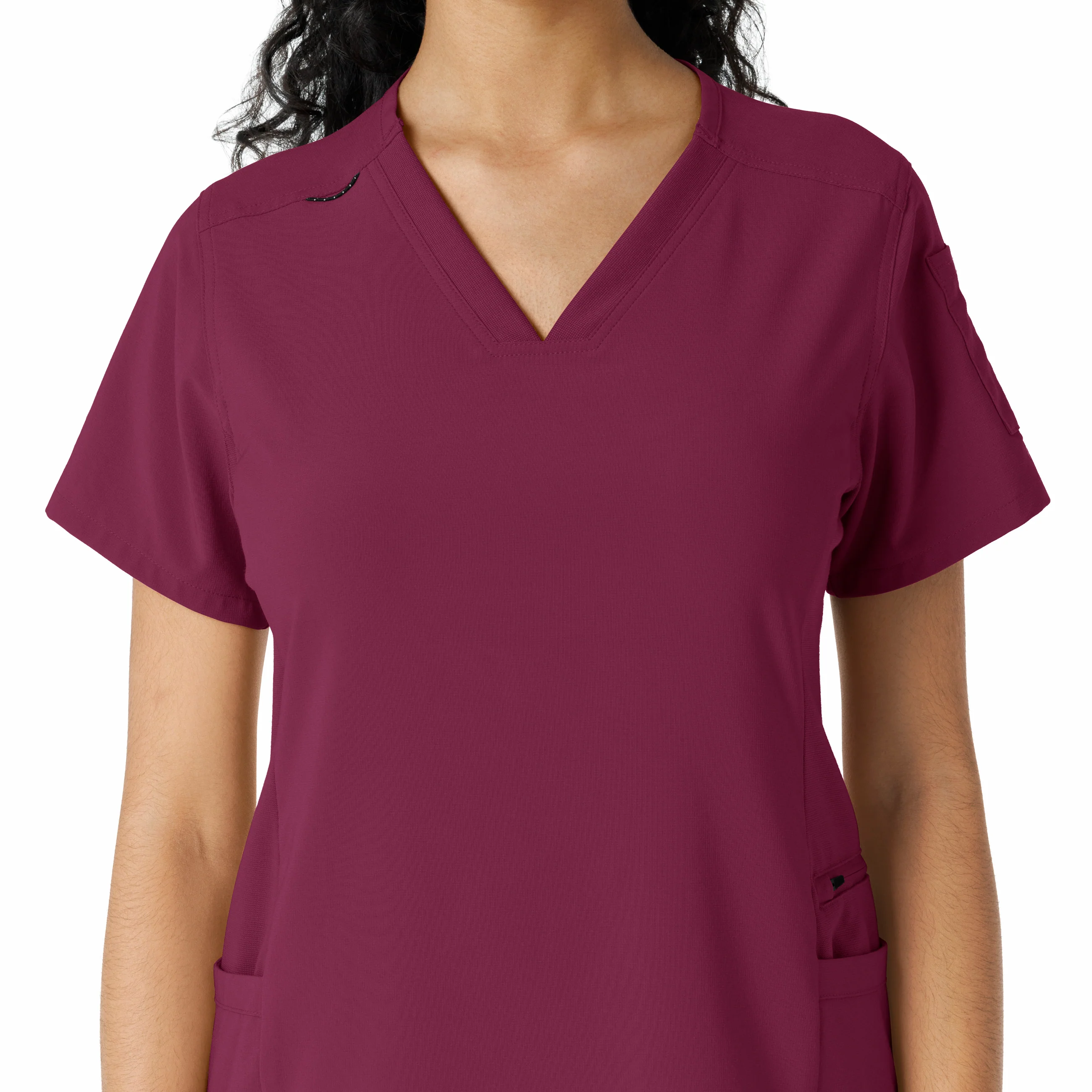 Carhartt Force Cross-Flex Women's Knit Panel Scrub Top - Wine - Image 5