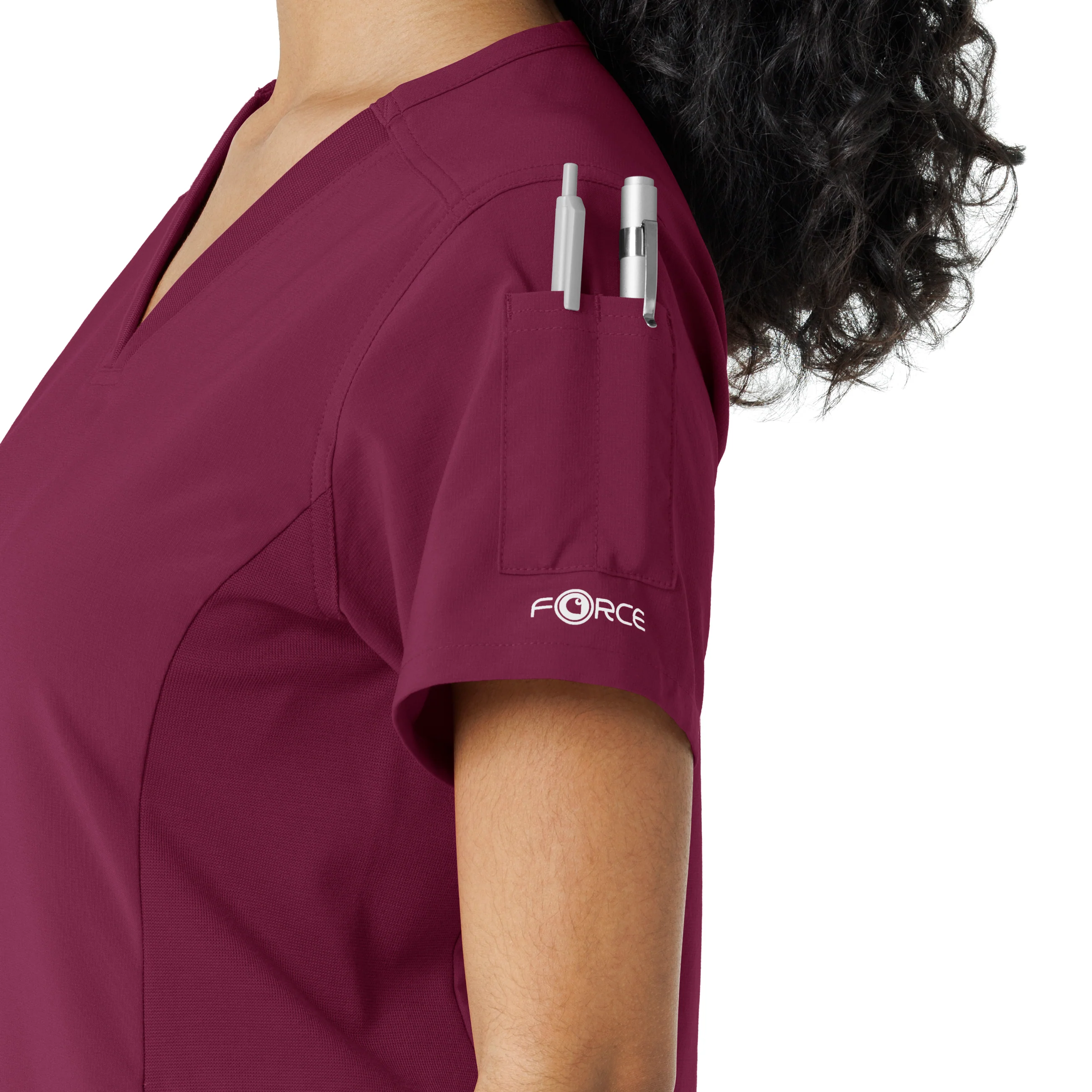 Carhartt Force Cross-Flex Women's Knit Panel Scrub Top - Wine - Image 7