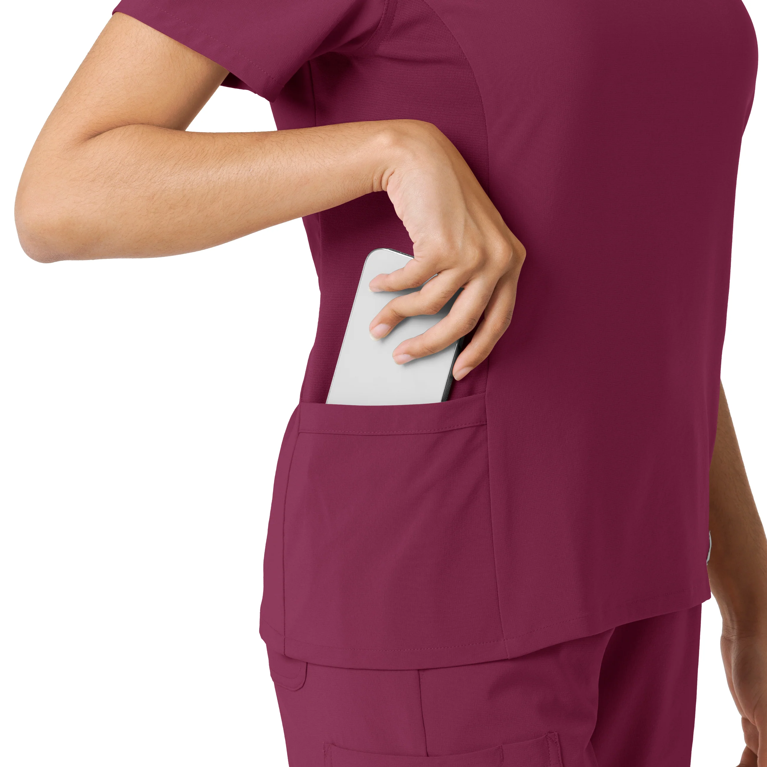 Carhartt Force Cross-Flex Women's Knit Panel Scrub Top - Wine - Image 9
