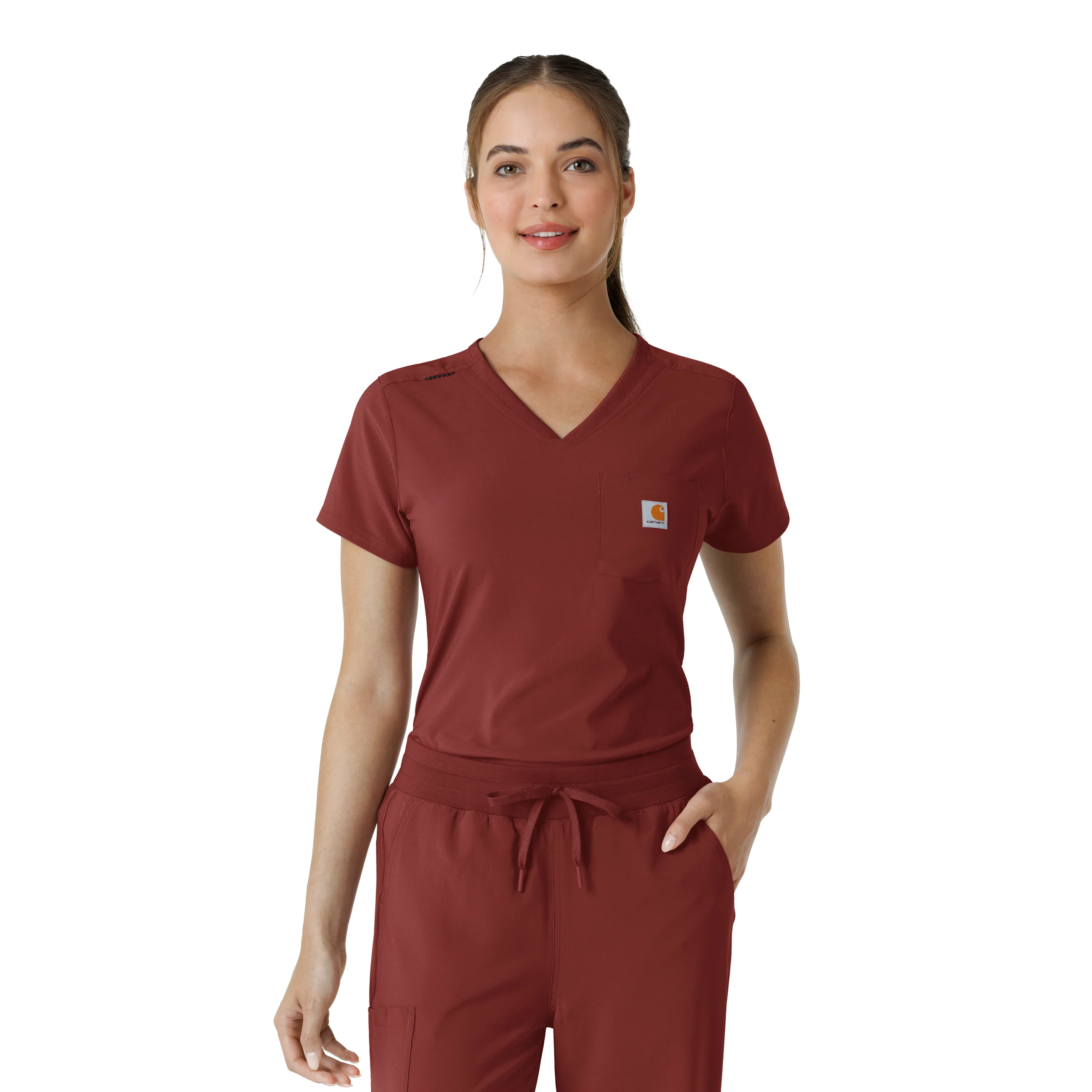 Carhartt Force Cross-Flex Women's Tuck-In Scrub Top - Amber Terrain - Image 10