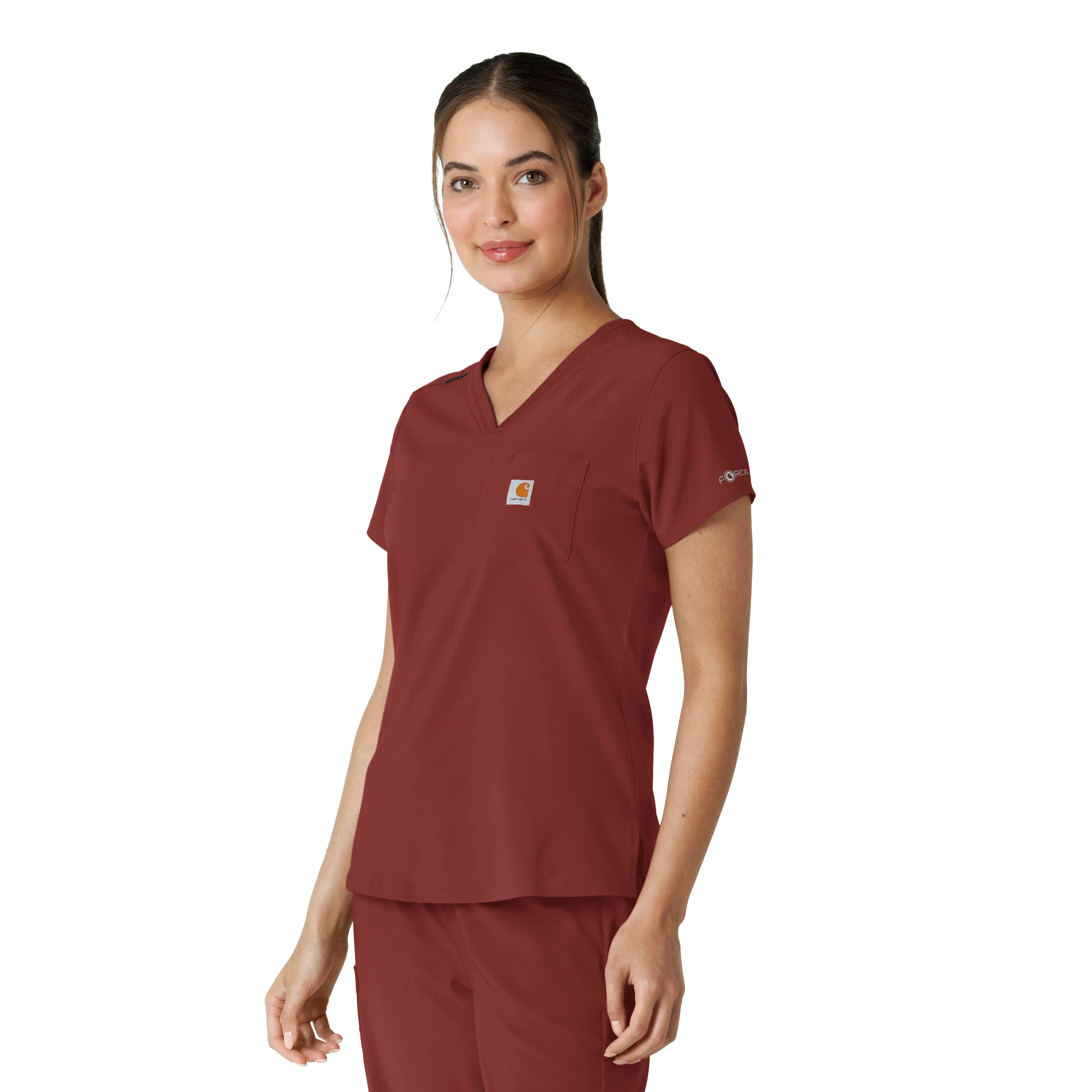 Carhartt Force Cross-Flex Women's Tuck-In Scrub Top - Amber Terrain - Image 4