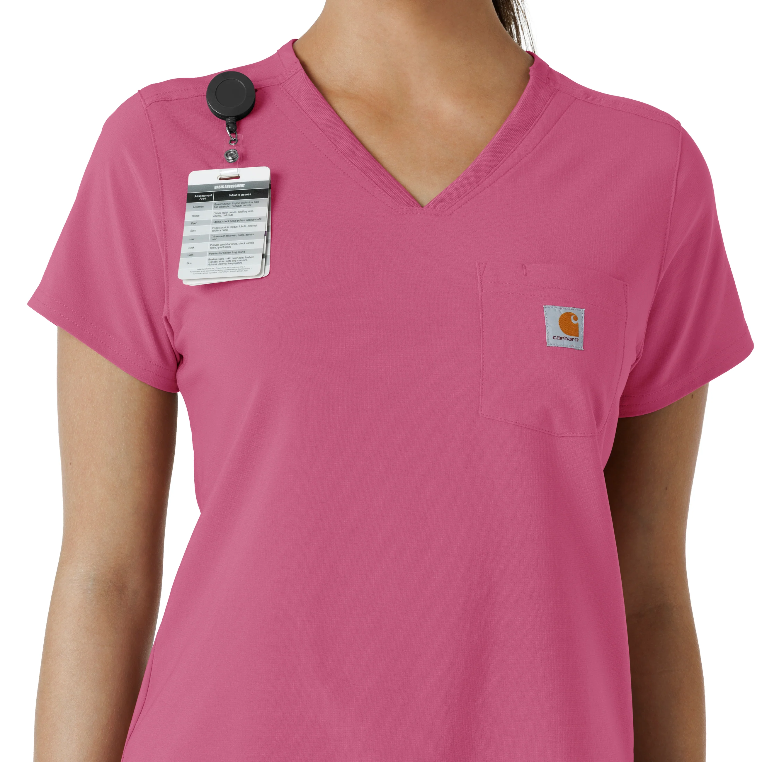 Carhartt Force Cross-Flex Women's Tuck-In Scrub Top - Electric Fuschia - Image 6