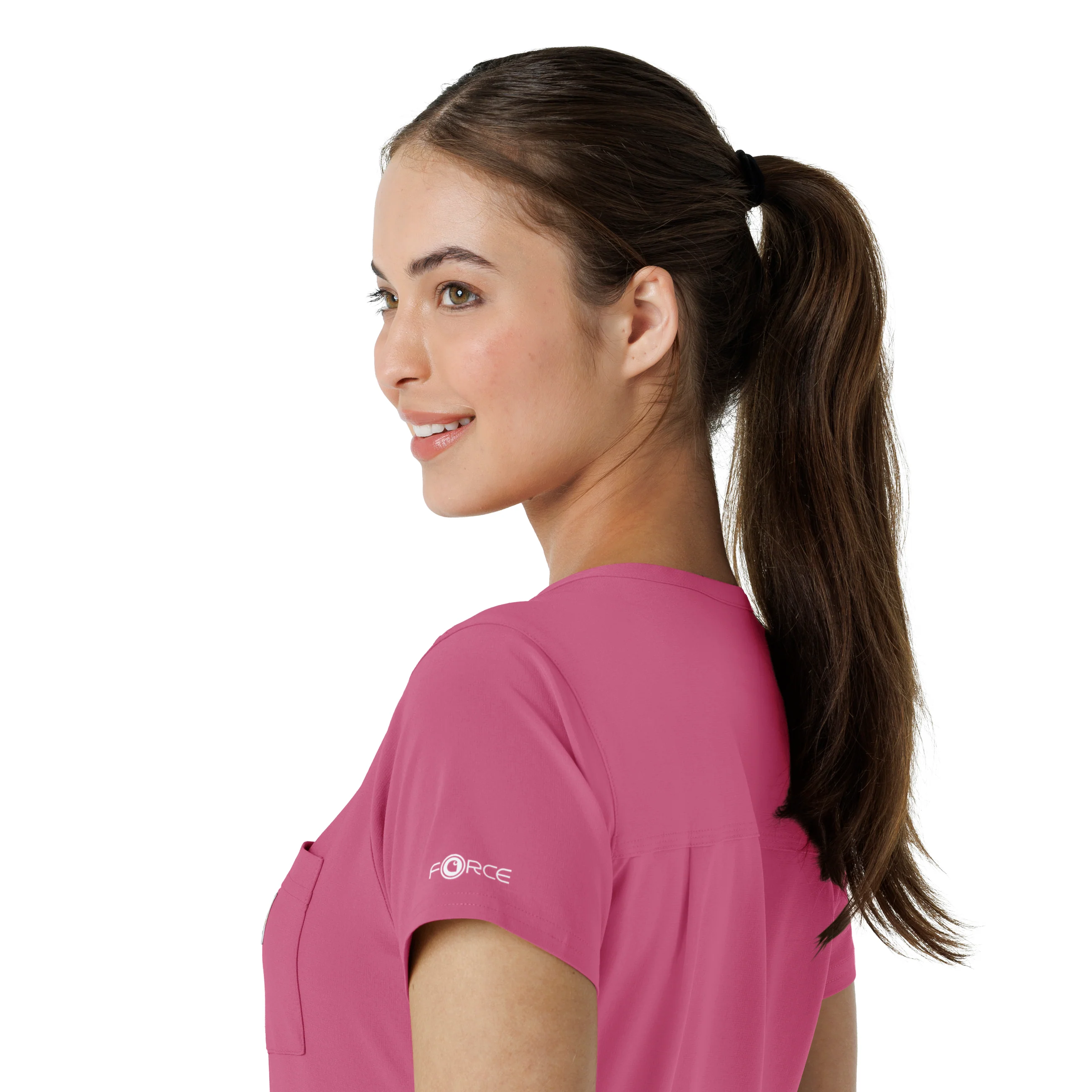 Carhartt Force Cross-Flex Women's Tuck-In Scrub Top - Electric Fuschia - Image 9