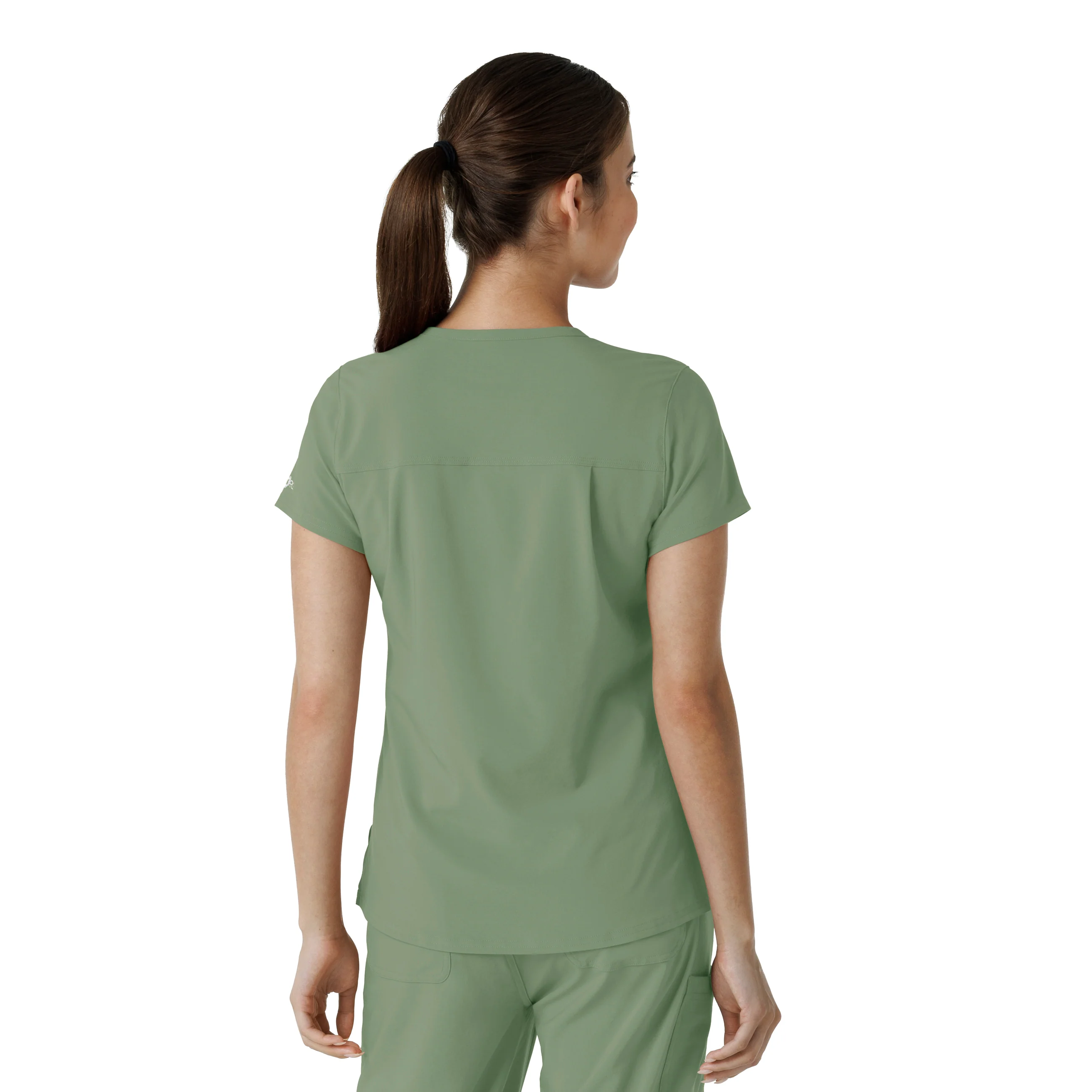 Carhartt Force Cross-Flex Women's Tuck-In Scrub Top - Green Slate - Image 2