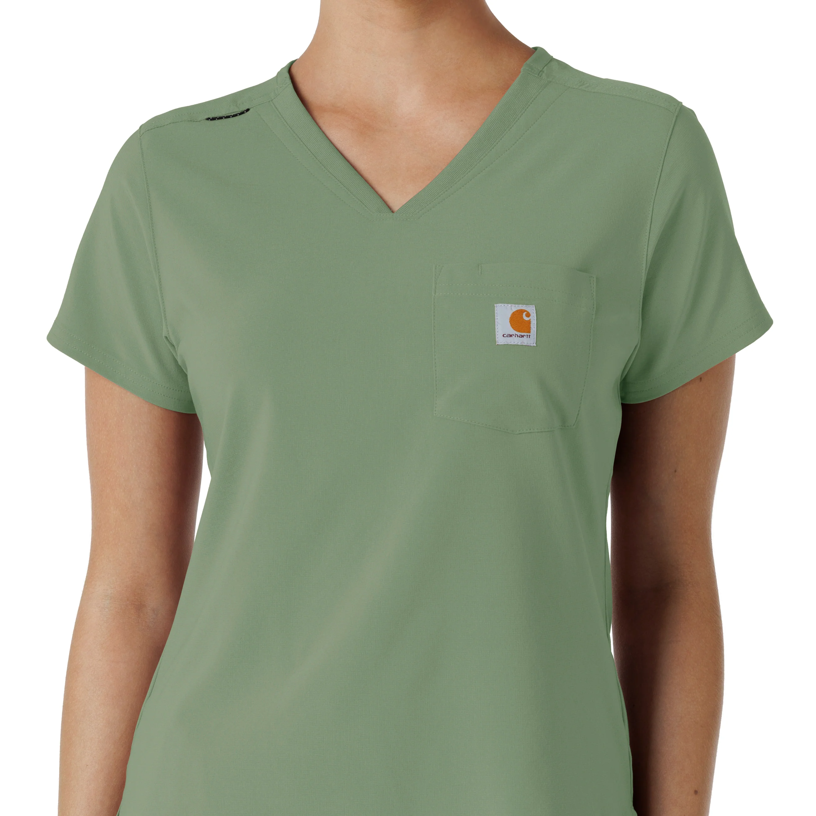 Carhartt Force Cross-Flex Women's Tuck-In Scrub Top - Green Slate - Image 5