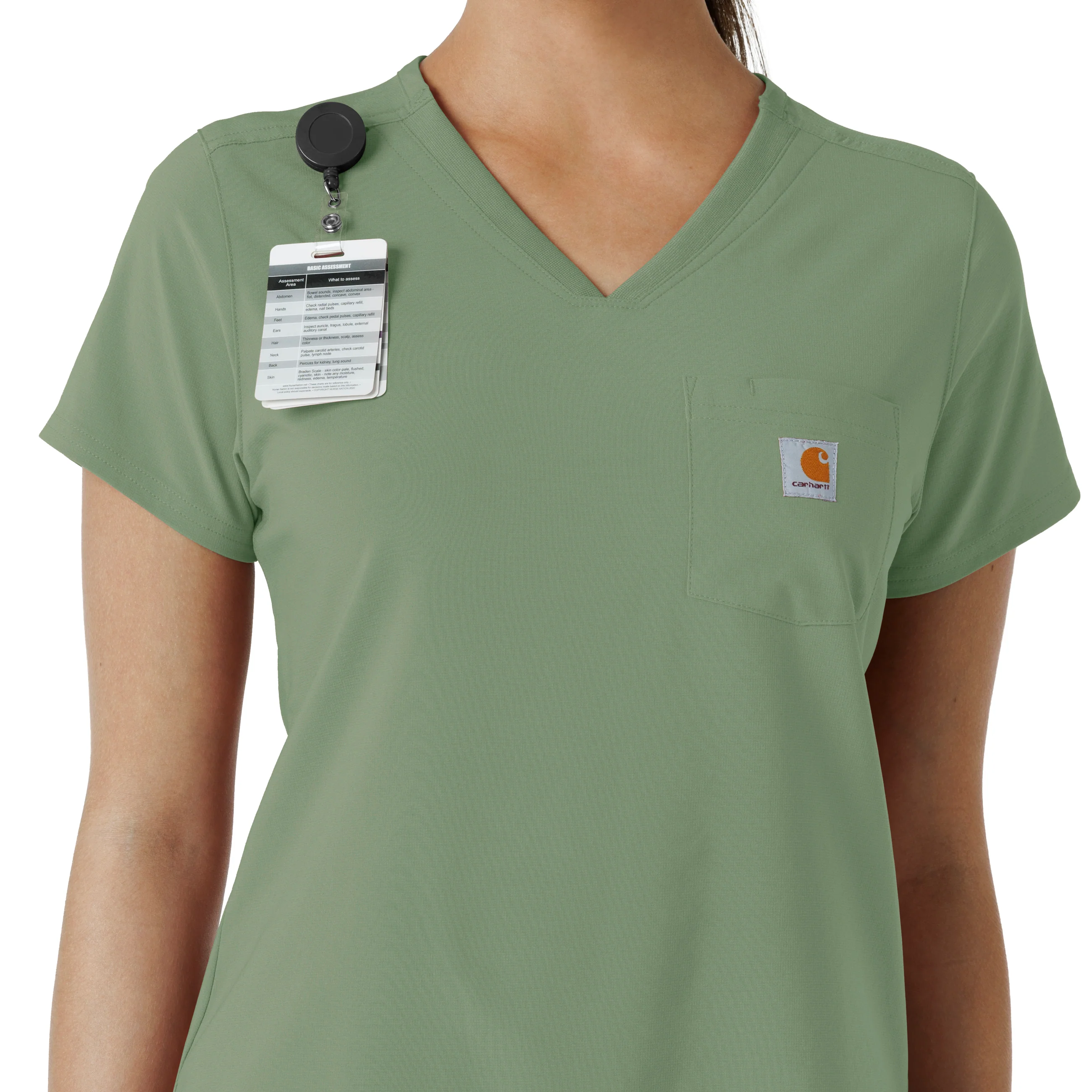 Carhartt Force Cross-Flex Women's Tuck-In Scrub Top - Green Slate - Image 6