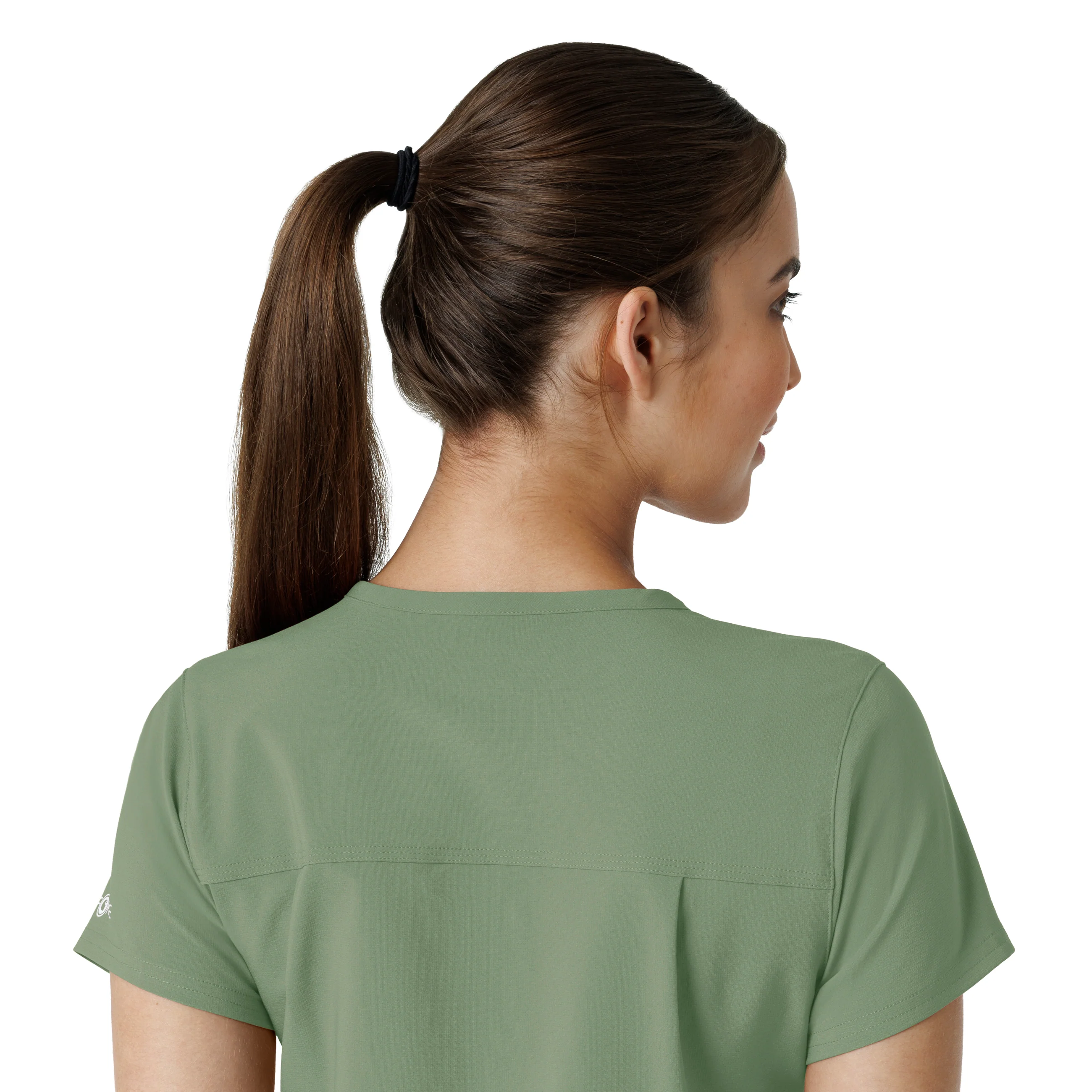 Carhartt Force Cross-Flex Women's Tuck-In Scrub Top - Green Slate - Image 7