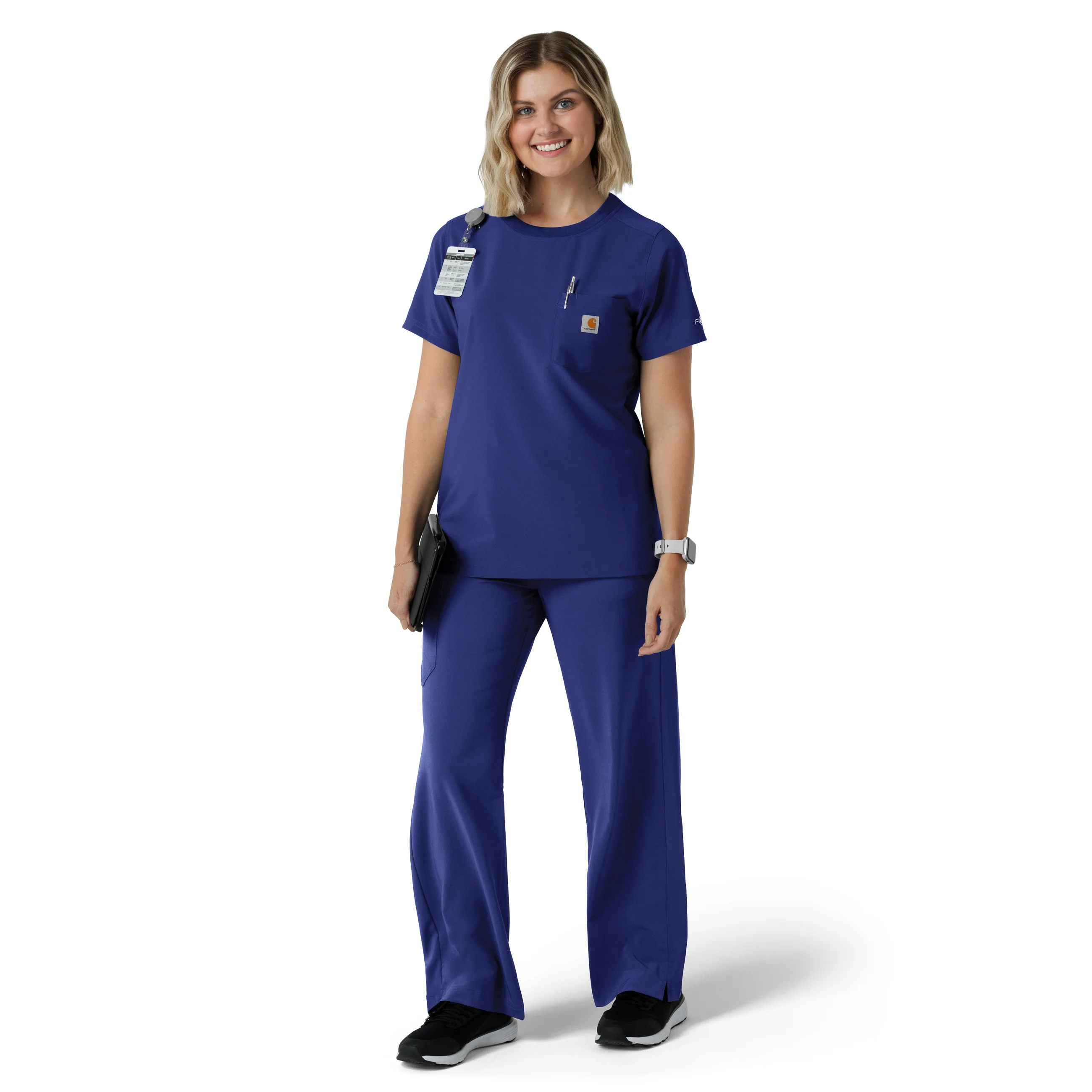 Carhartt Force Cross-Flex Women's Crew Neck Scrub Top - Galaxy Blue - Image 3