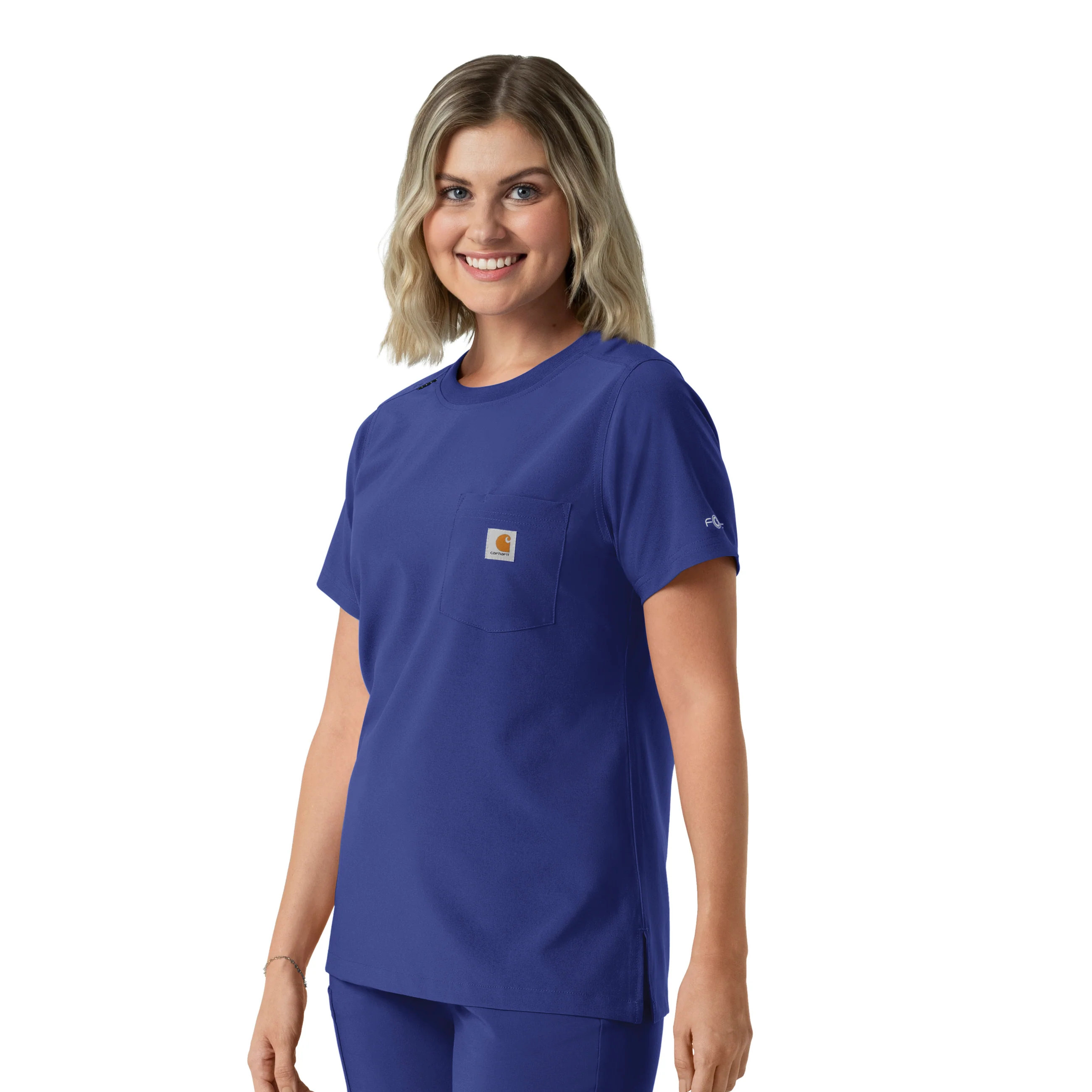 Carhartt Force Cross-Flex Women's Crew Neck Scrub Top - Galaxy Blue - Image 4