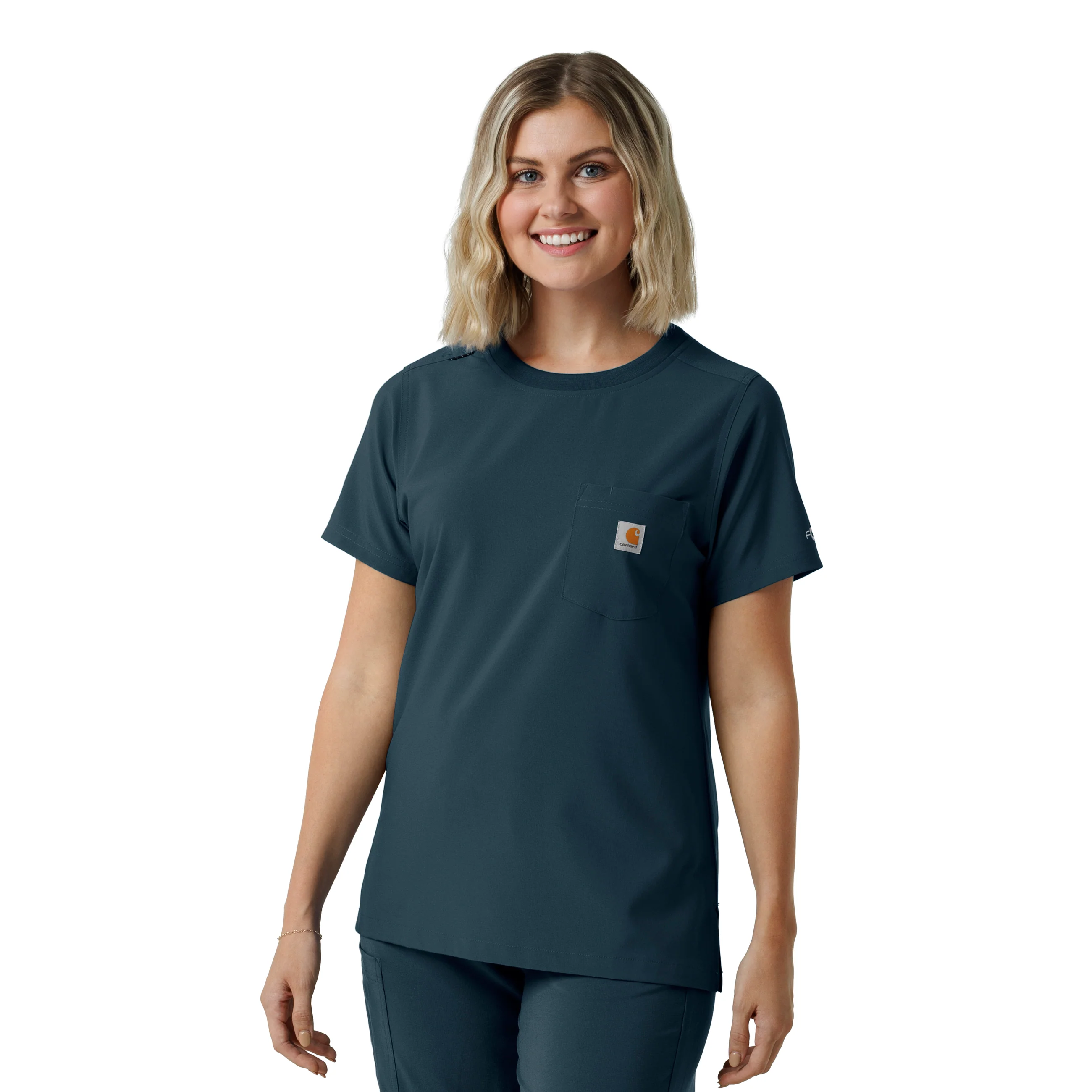 Carhartt Force Cross-Flex Women's Crew Neck Scrub Top - Navy