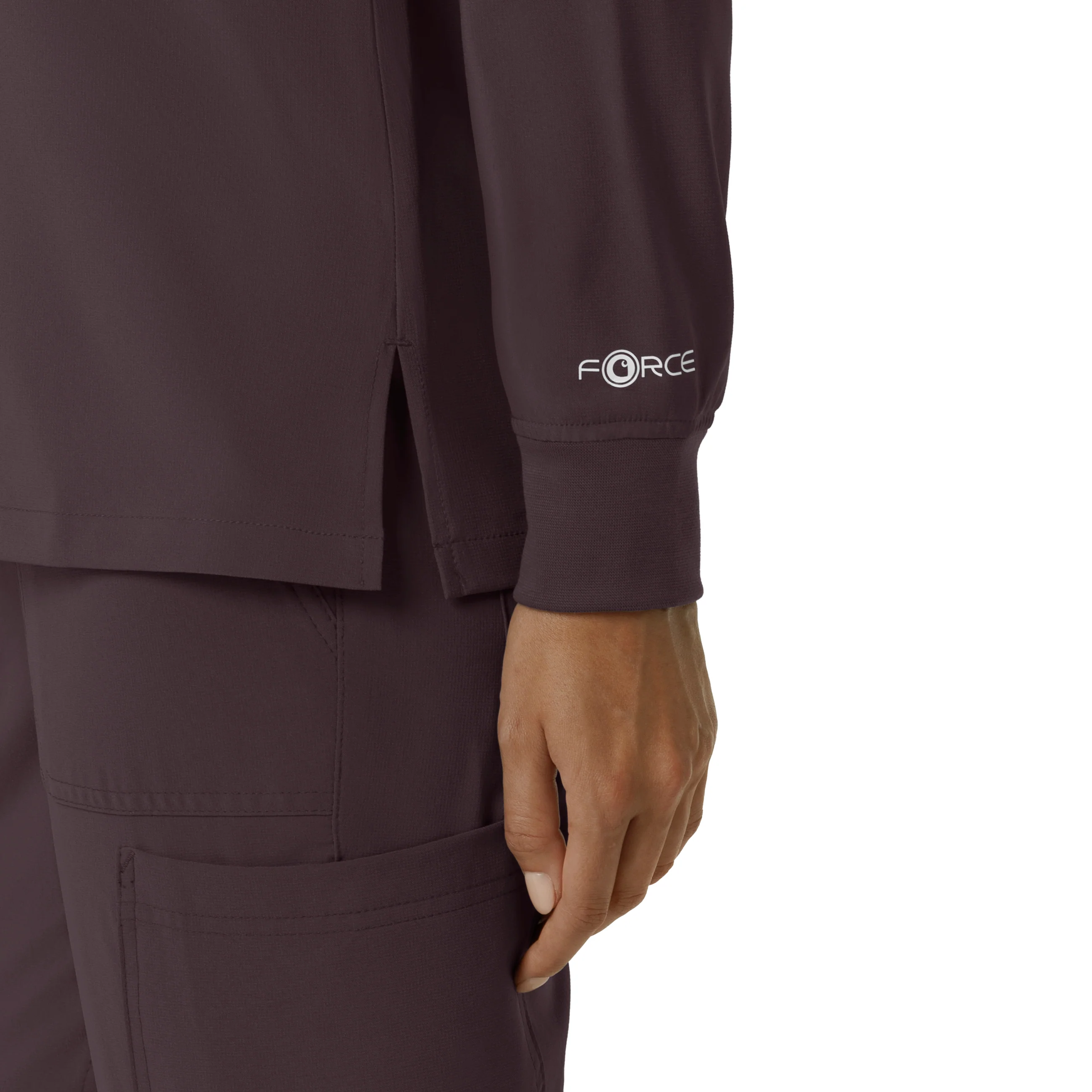 Carhartt Force Cross-Flex Women's Crew Neck Long Sleeve Scrub Top - Dark Sepia - Image 9