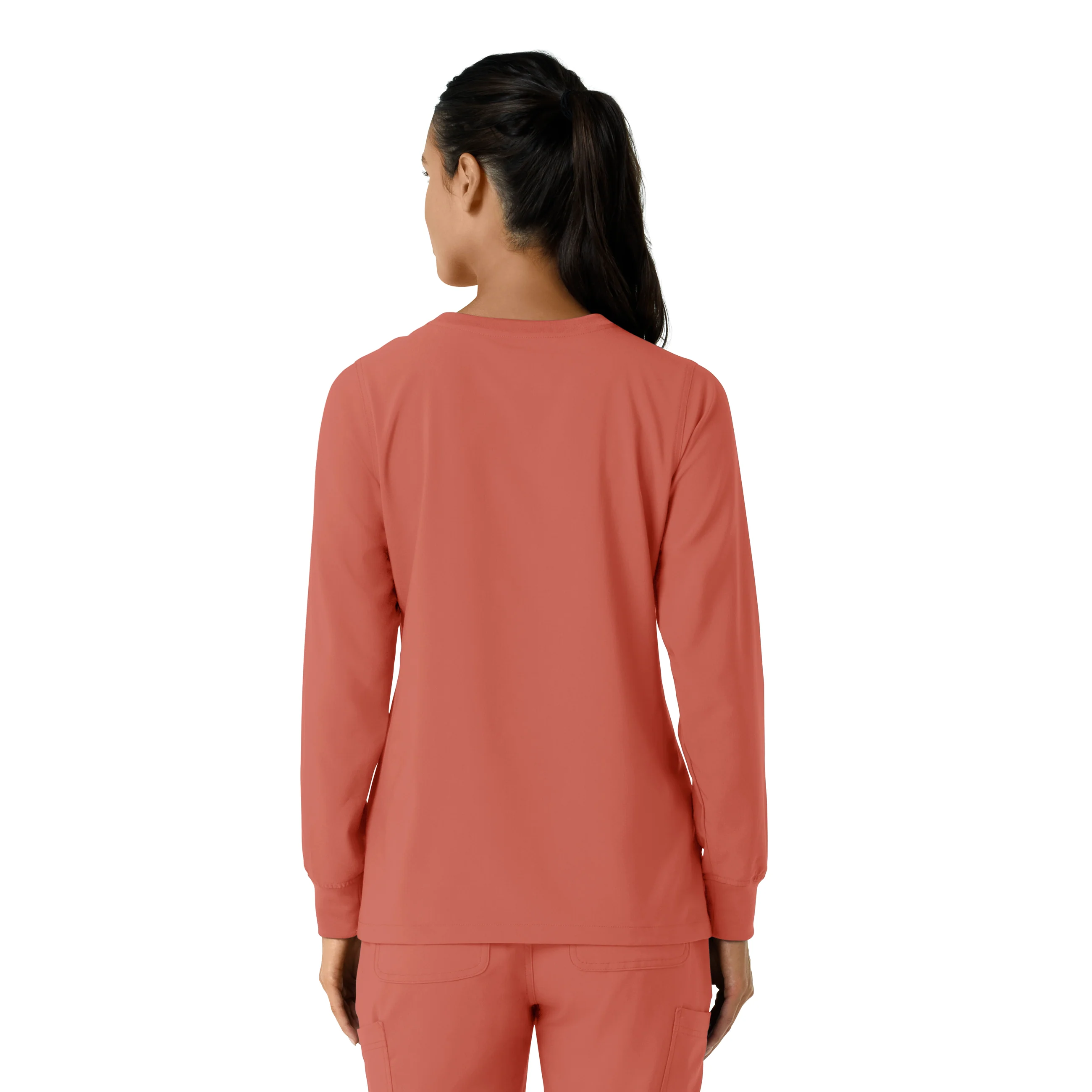 Carhartt Force Cross-Flex Women's Crew Neck Long Sleeve Scrub Top - Dusty Cedar - Image 2