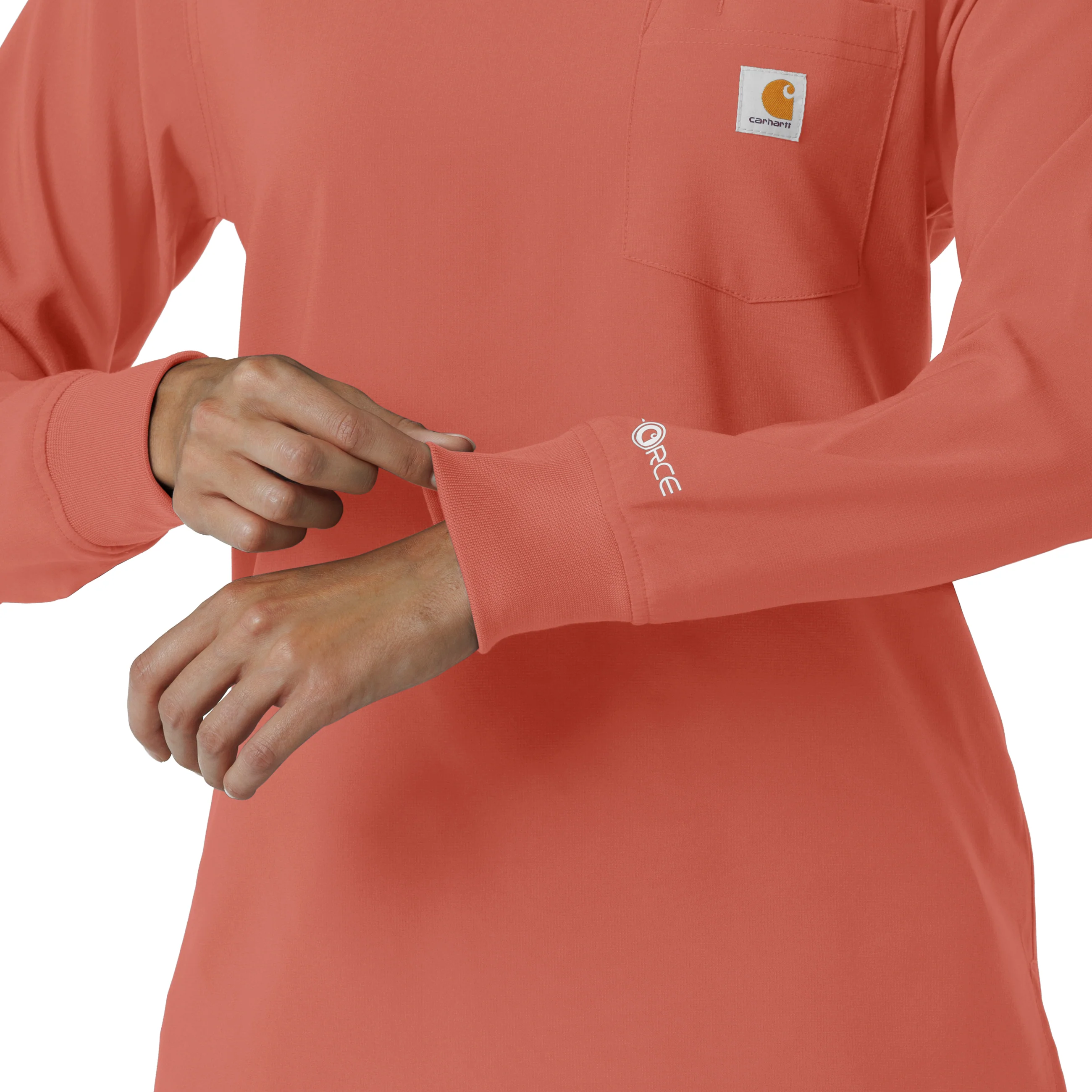 Carhartt Force Cross-Flex Women's Crew Neck Long Sleeve Scrub Top - Dusty Cedar - Image 8