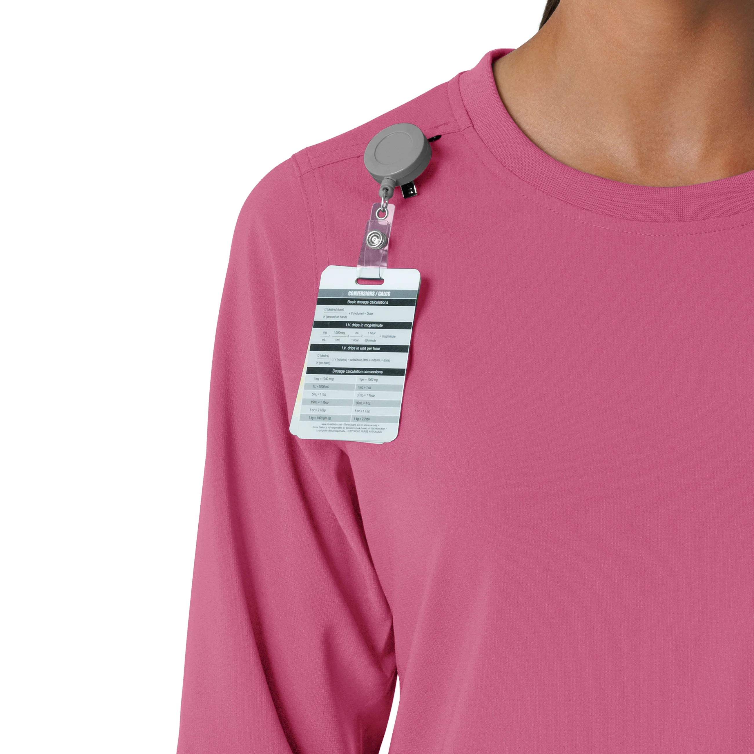 Carhartt Force Cross-Flex Women's Crew Neck Long Sleeve Scrub Top - Electric Fuschia - Image 6