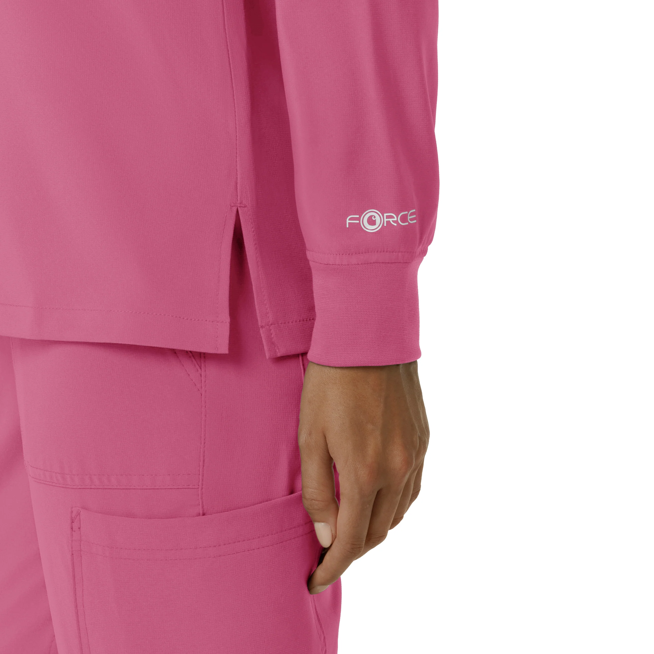 Carhartt Force Cross-Flex Women's Crew Neck Long Sleeve Scrub Top - Electric Fuschia - Image 9