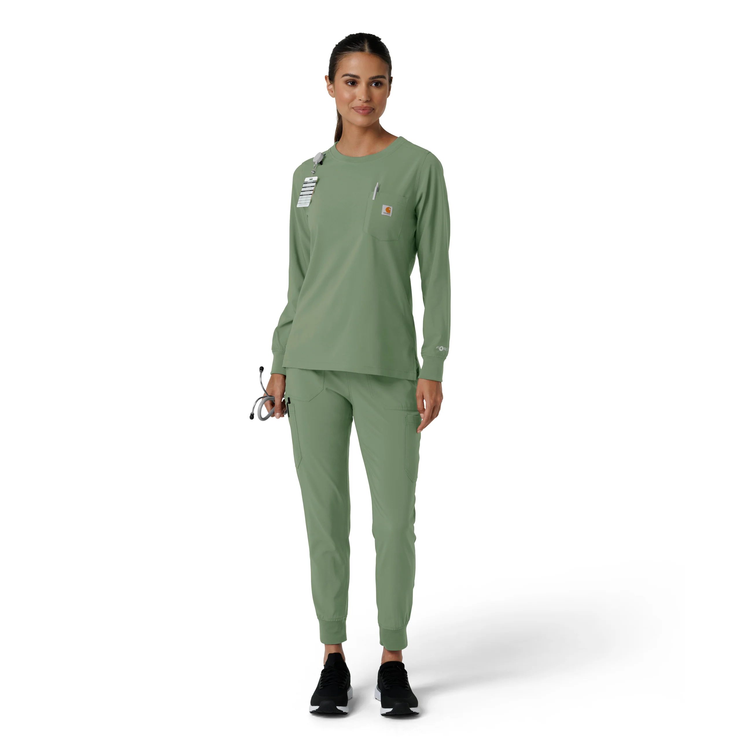 Carhartt Force Cross-Flex Women's Cargo Jogger Scrub Pant - Green Slate - Image 3