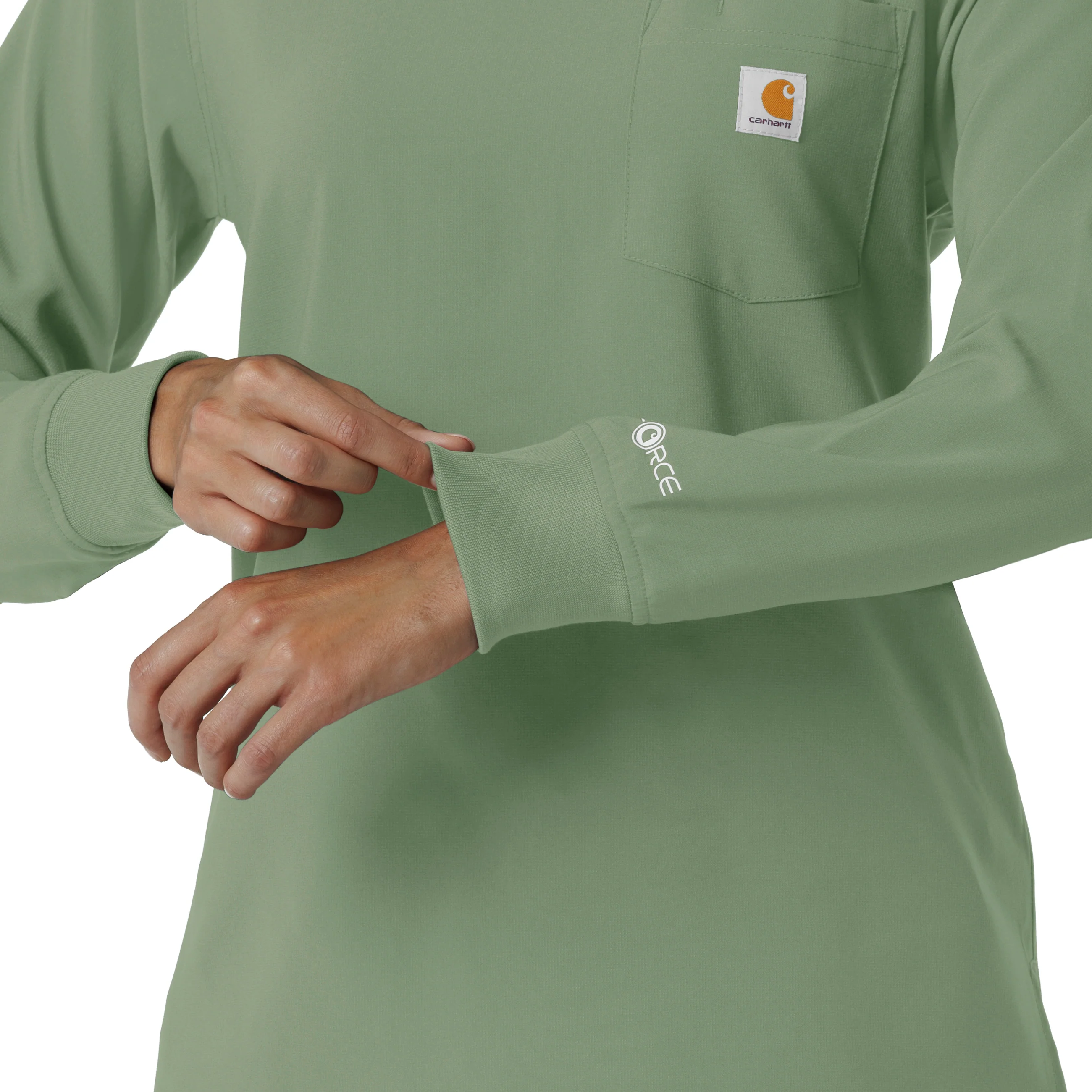 Carhartt Force Cross-Flex Women's Crew Neck Long Sleeve Scrub Top - Green Slate - Image 8