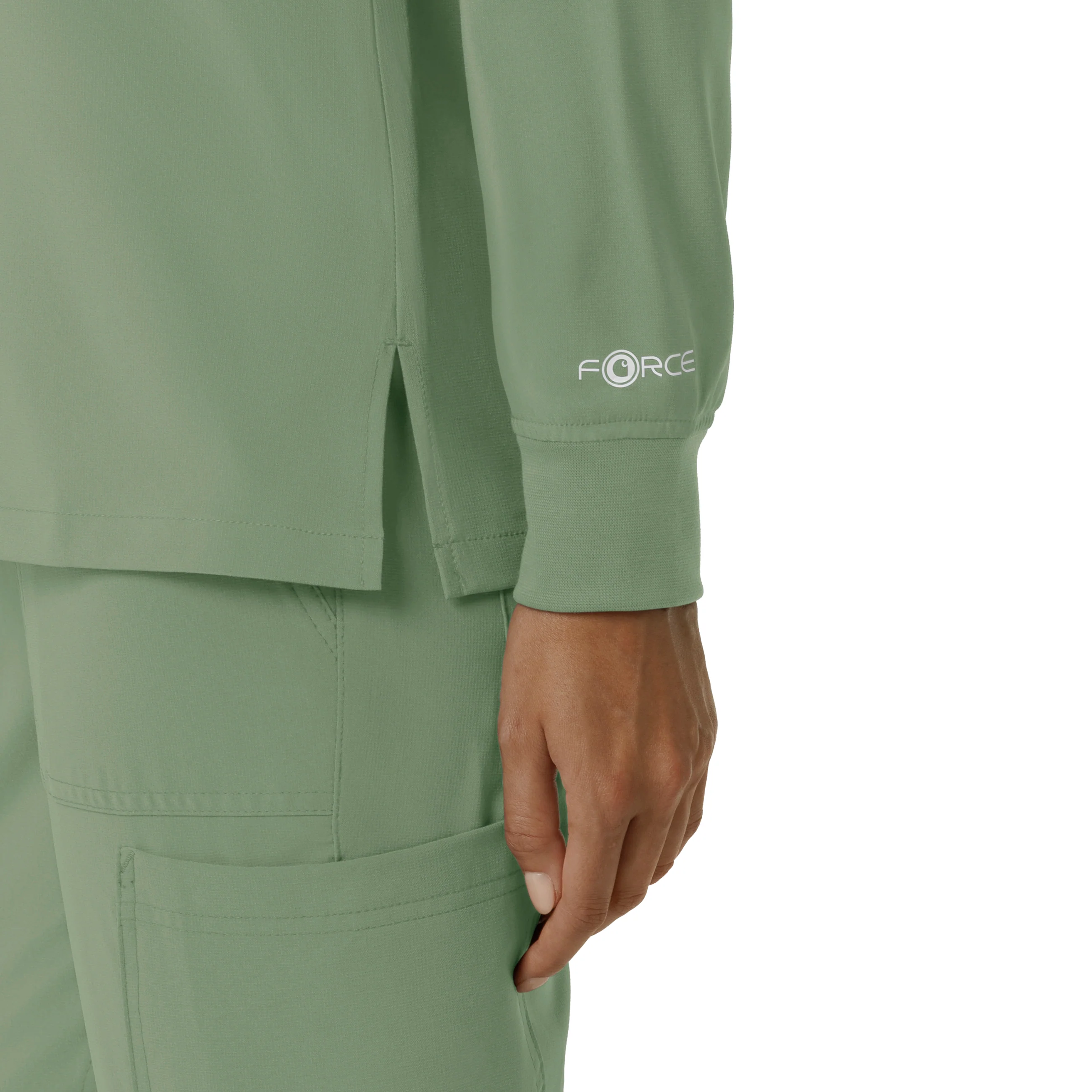 Carhartt Force Cross-Flex Women's Crew Neck Long Sleeve Scrub Top - Green Slate - Image 9