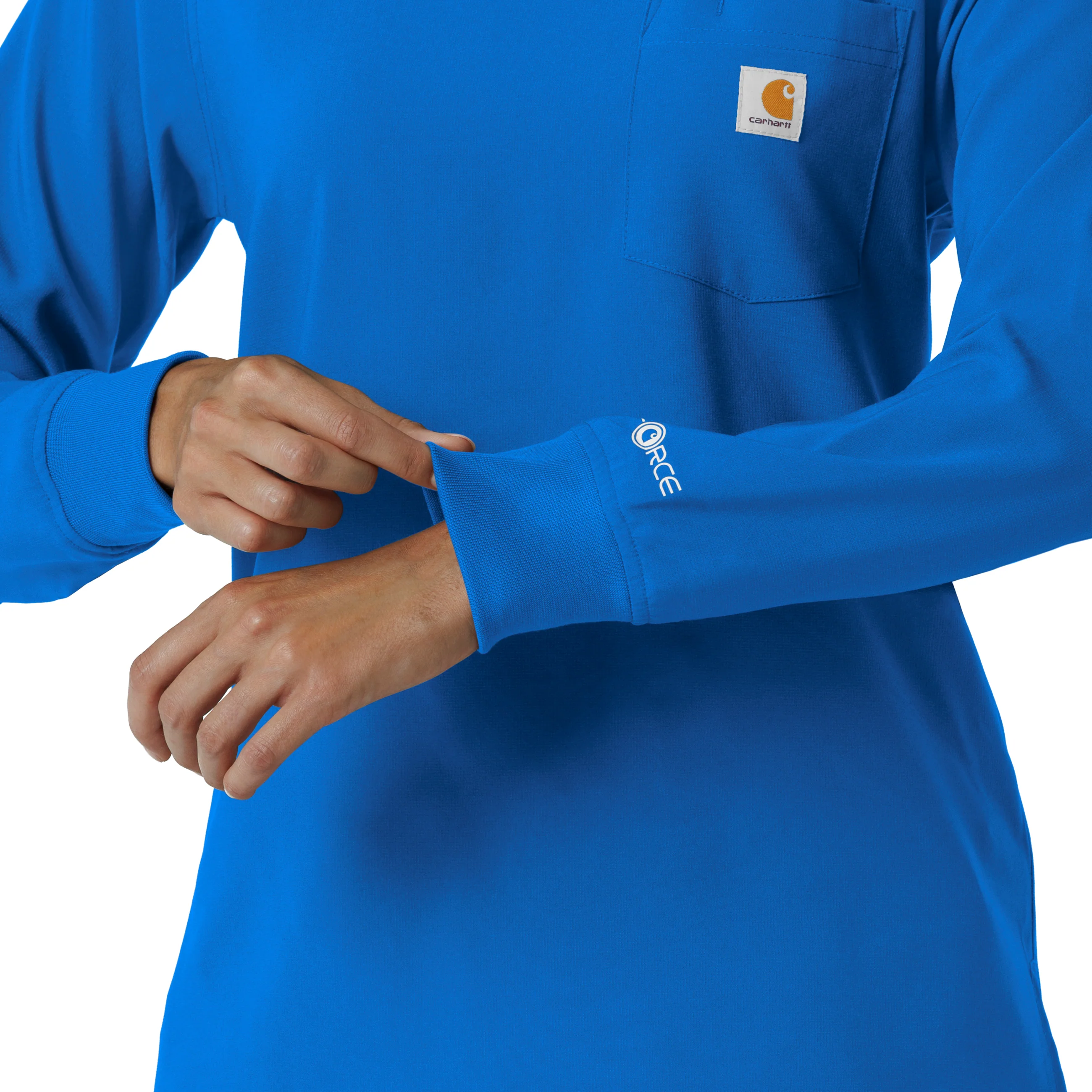 Carhartt Force Cross-Flex Women's Crew Neck Long Sleeve Scrub Top - Royal - Image 8