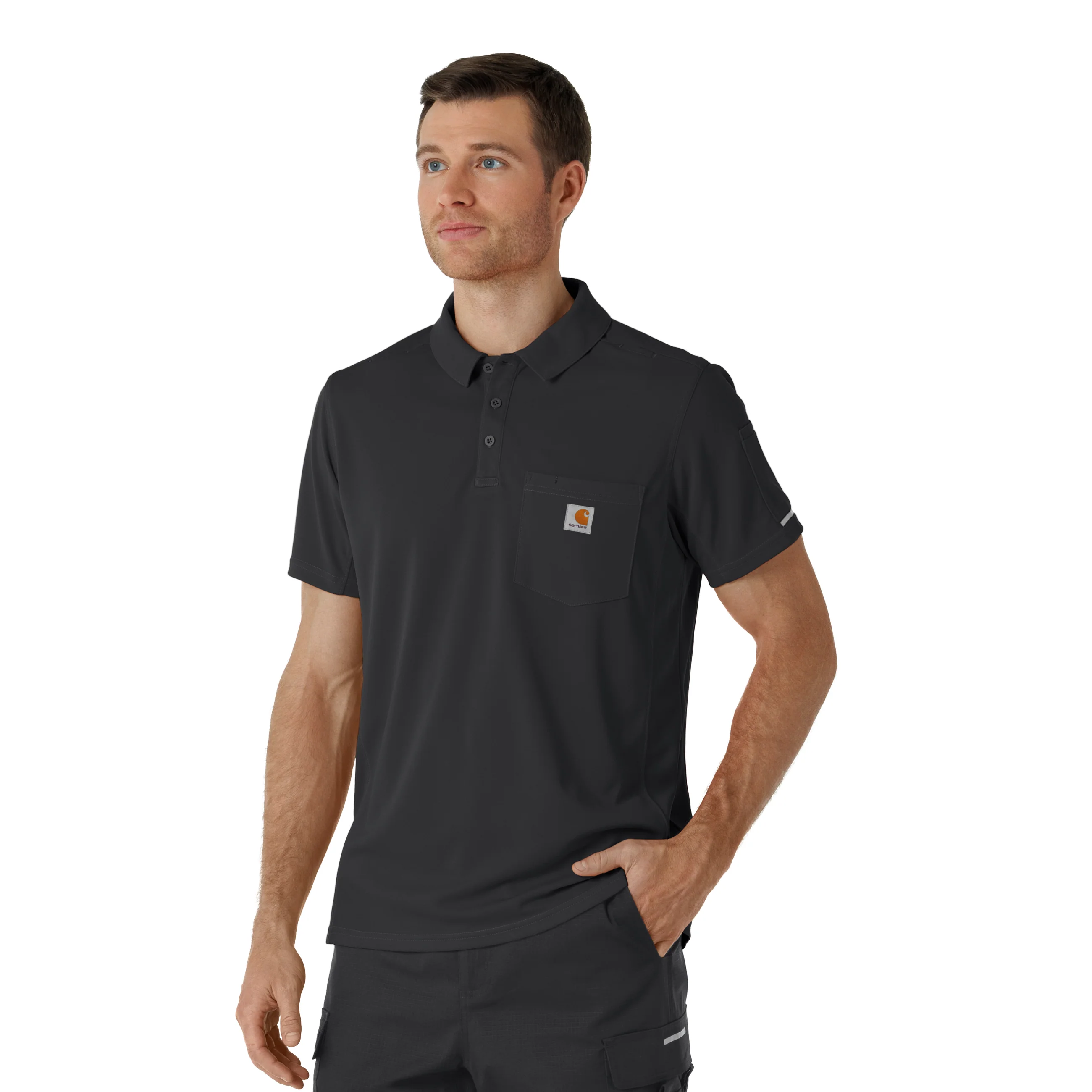 Carhartt Rugged Flex RSCU Men's Lightweight Short Sleeve Polo Scrub Top - Pewter - Image 5