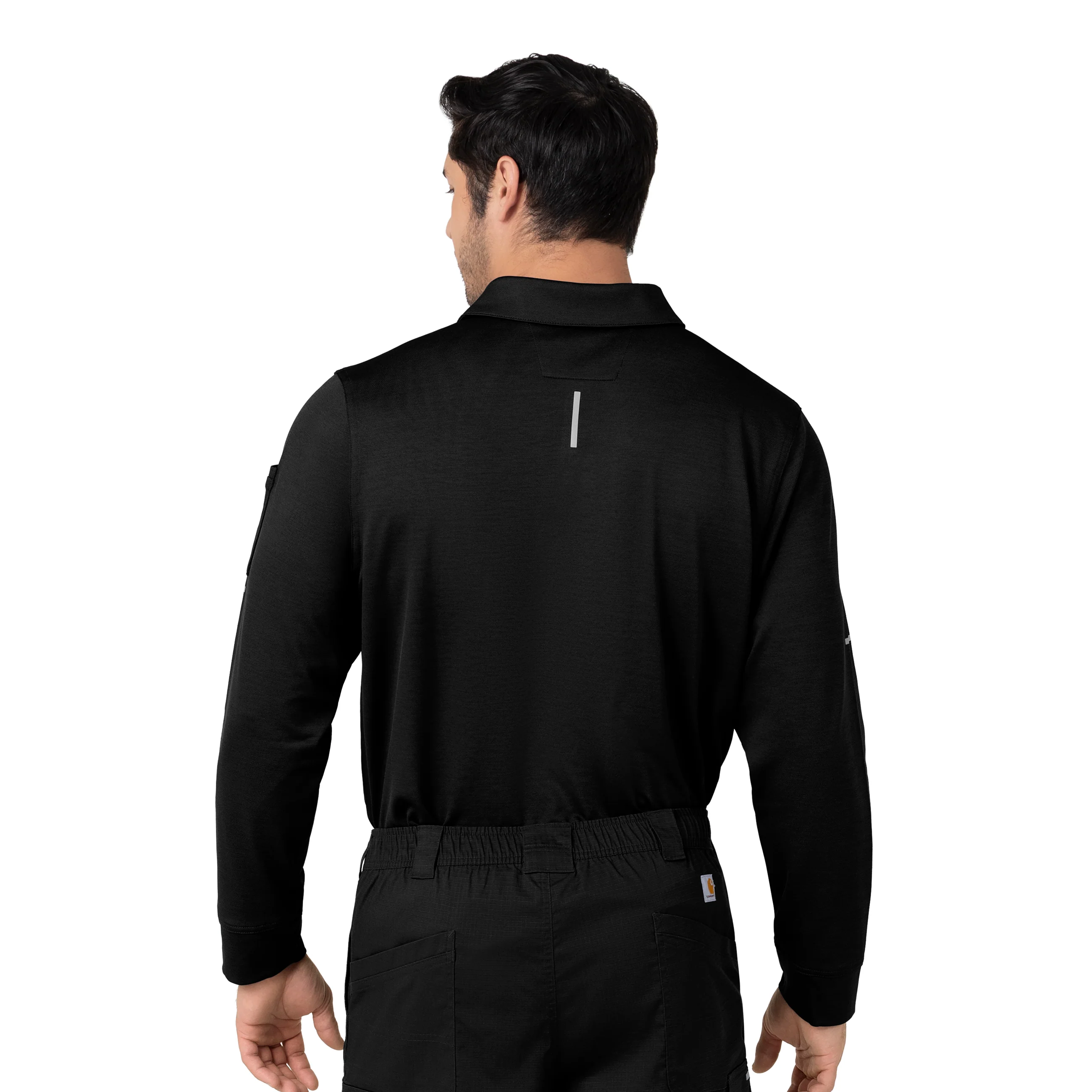 Carhartt Rugged Flex RSCU Men's Heavyweight Long Sleeve Polo Scrub Top - Black - Image 2