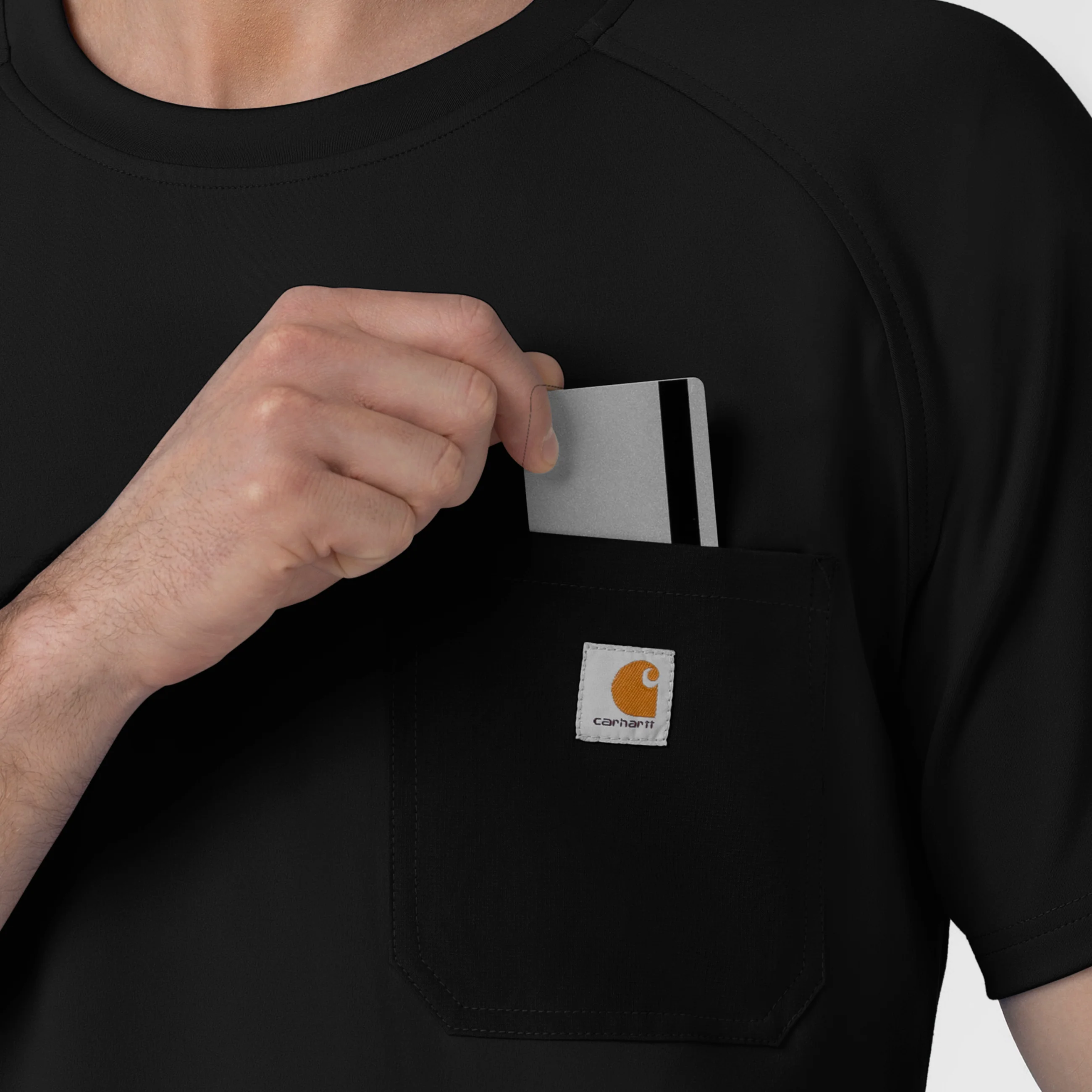 Carhartt Force Cross-Flex Knit Men's Crew Neck Scrub Top - Black - Image 6