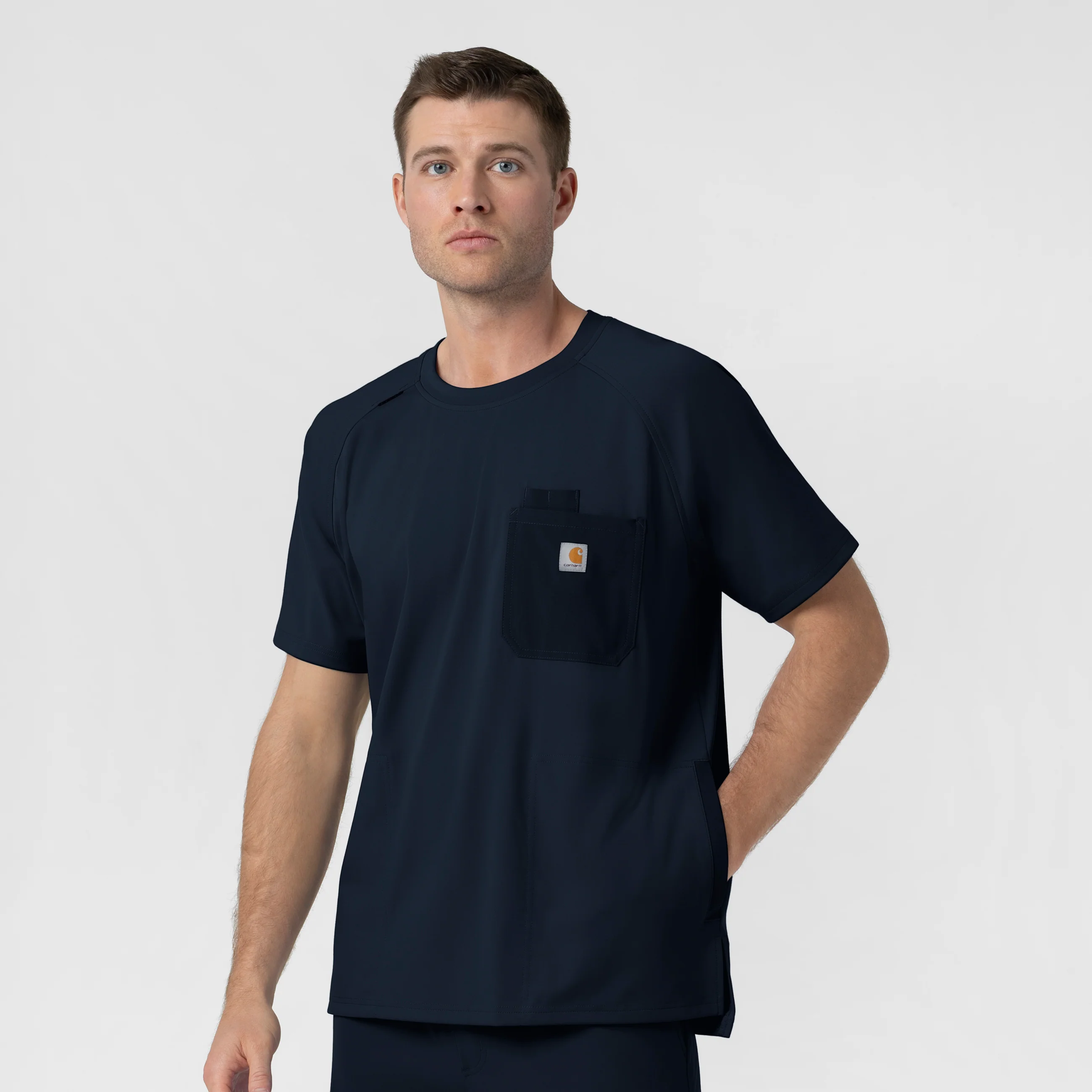 Carhartt Force Cross-Flex Knit Men's Crew Neck Scrub Top - Navy - Image 4