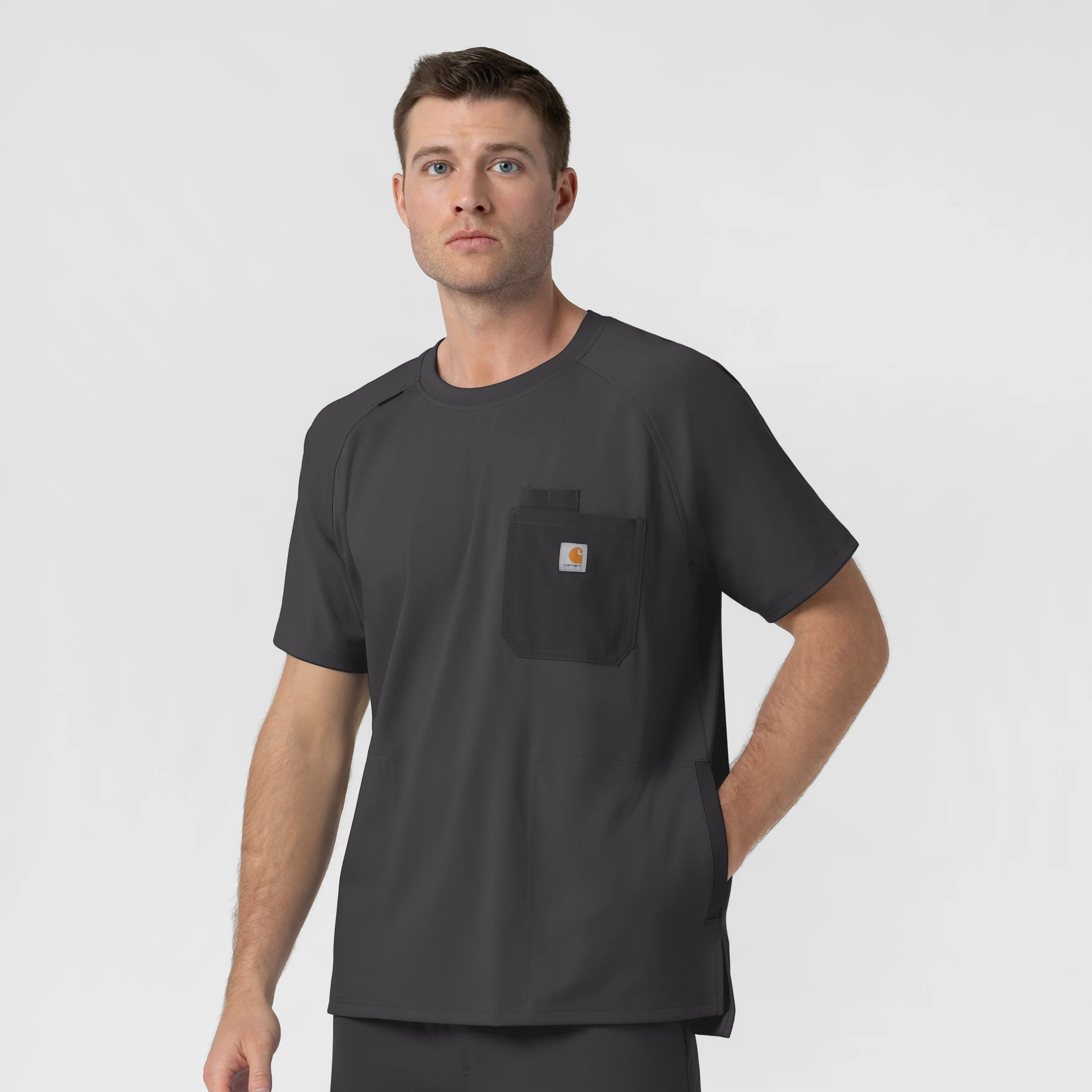 Carhartt Force Cross-Flex Knit Men's Crew Neck Scrub Top - Pewter - Image 4