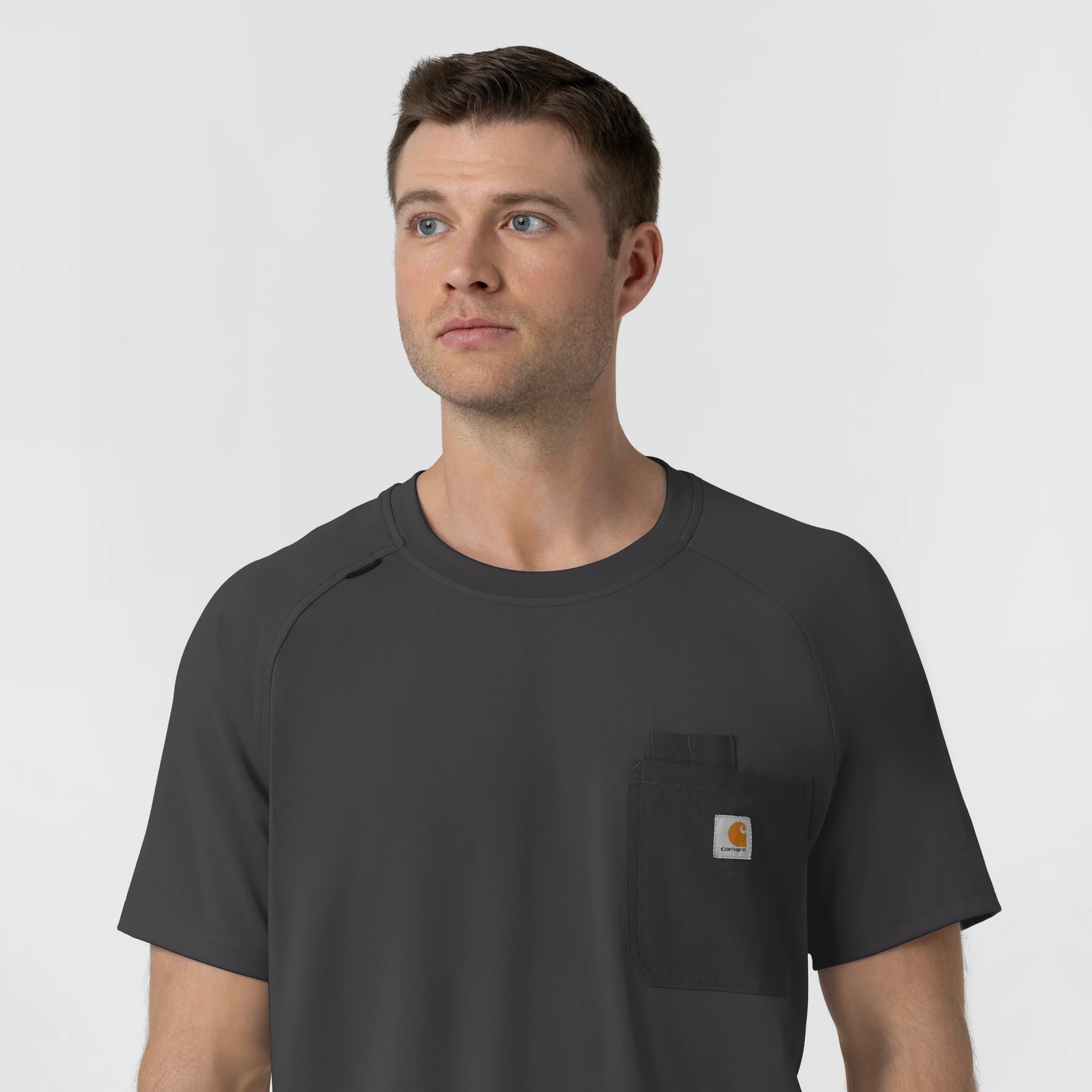 Carhartt Force Cross-Flex Knit Men's Crew Neck Scrub Top - Pewter - Image 9