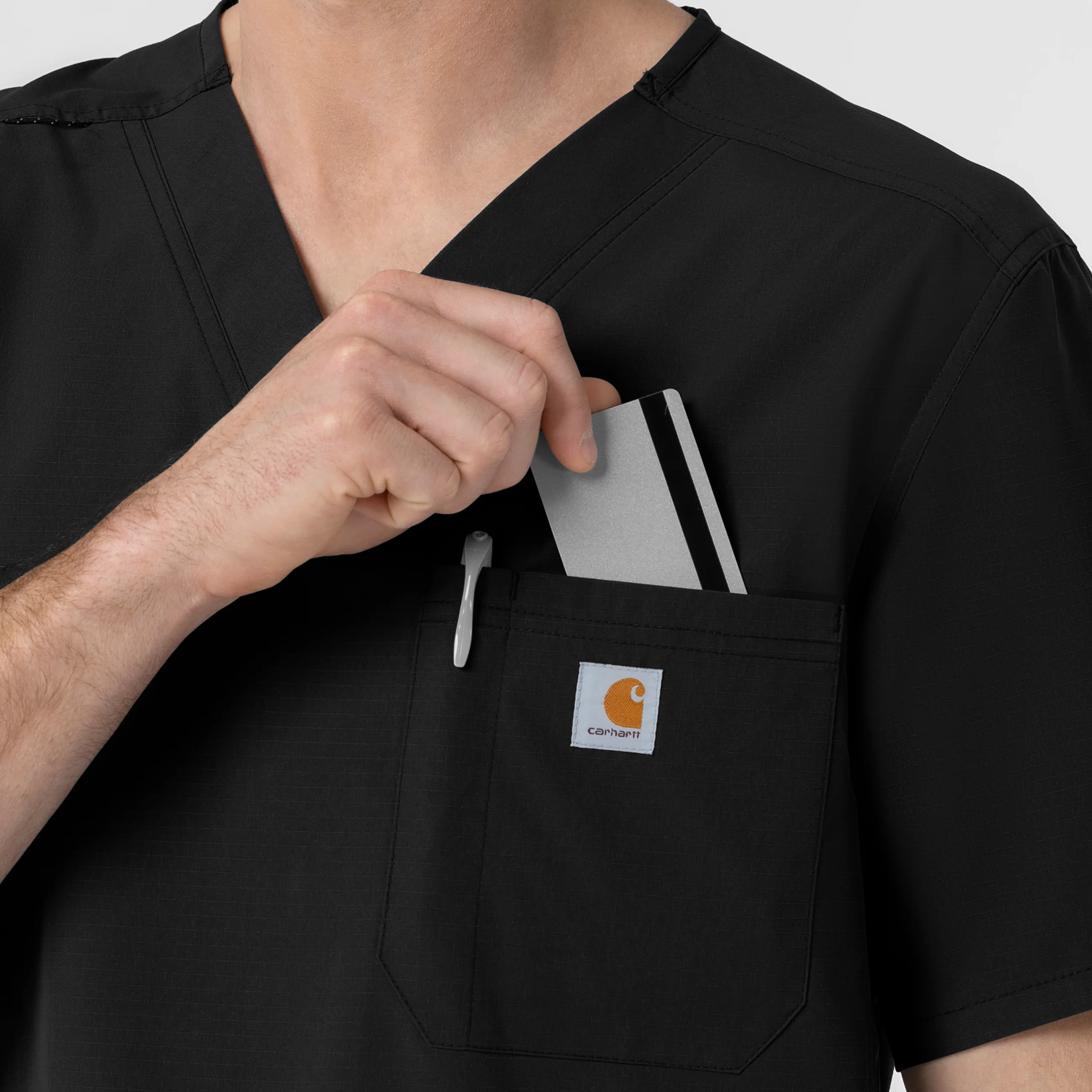 Carhartt Rugged Flex FLD Men's Ripstop V-Neck Scrub Top - Black - Image 7