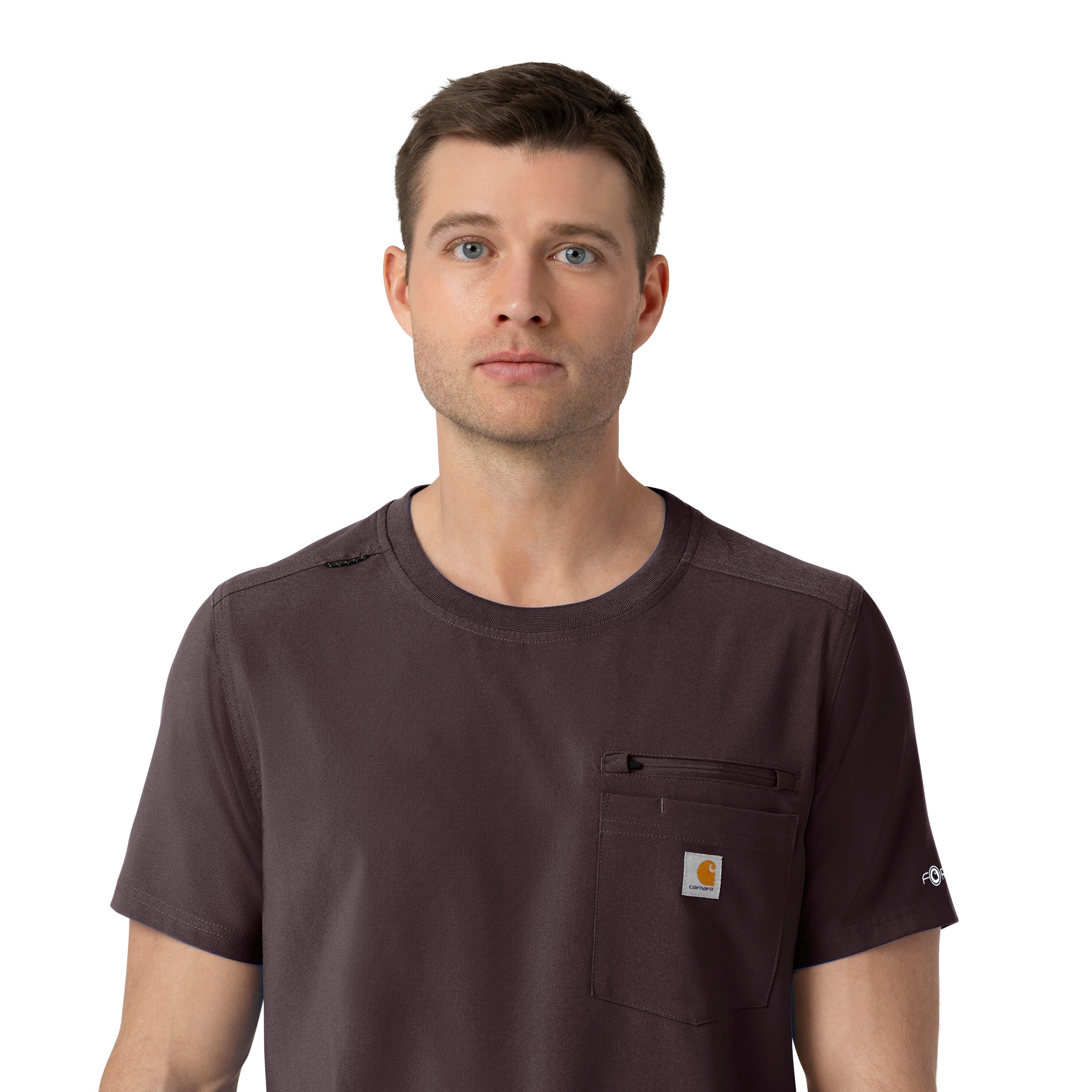 Carhartt Force Cross-Flex Men's Crew Neck Scrub Top - Dark Sepia - Image 7