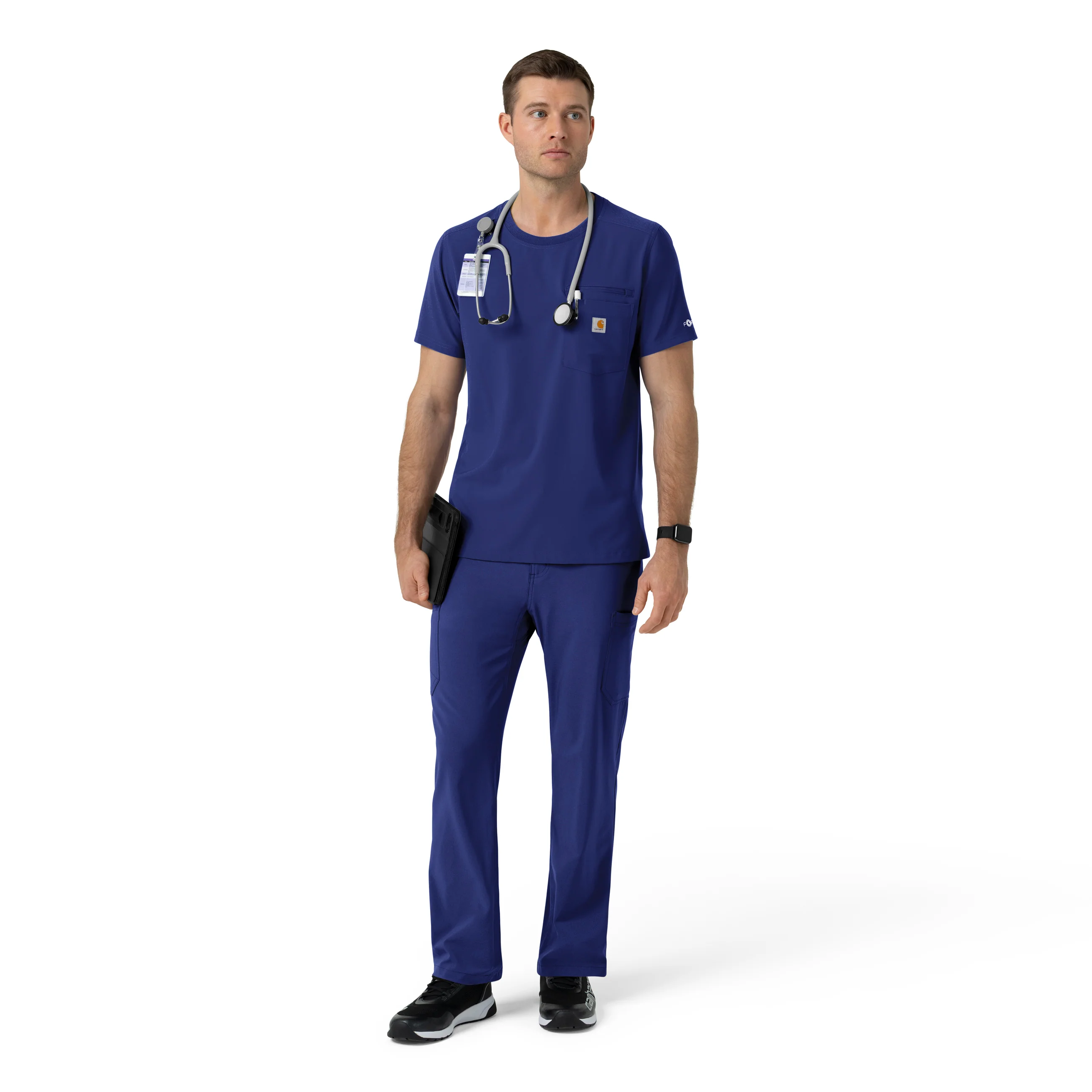 Carhartt Force Cross-Flex Men's Crew Neck Scrub Top - Galaxy Blue - Image 3