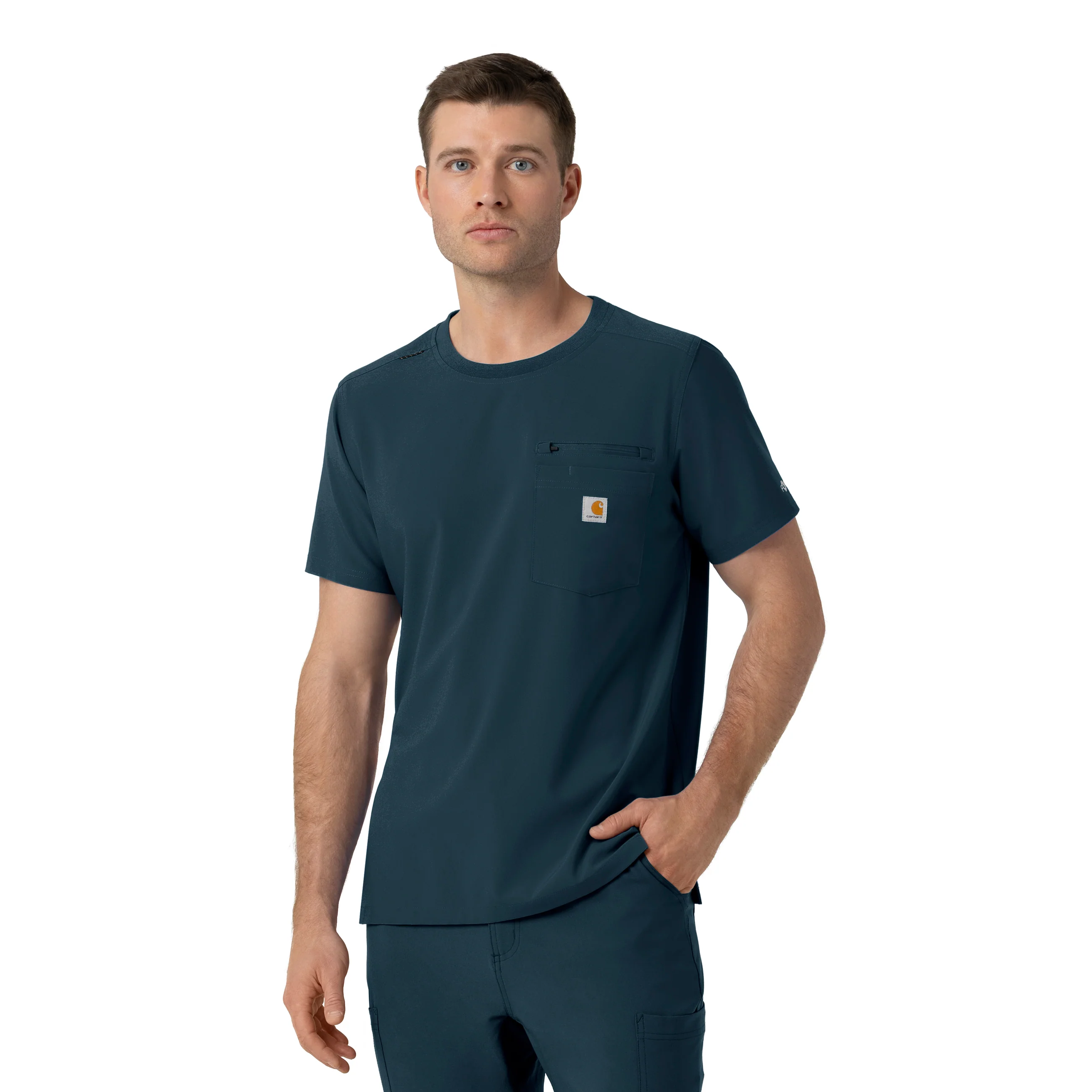 Carhartt Force Cross-Flex Men's Crew Neck Scrub Top - Navy - Image 4