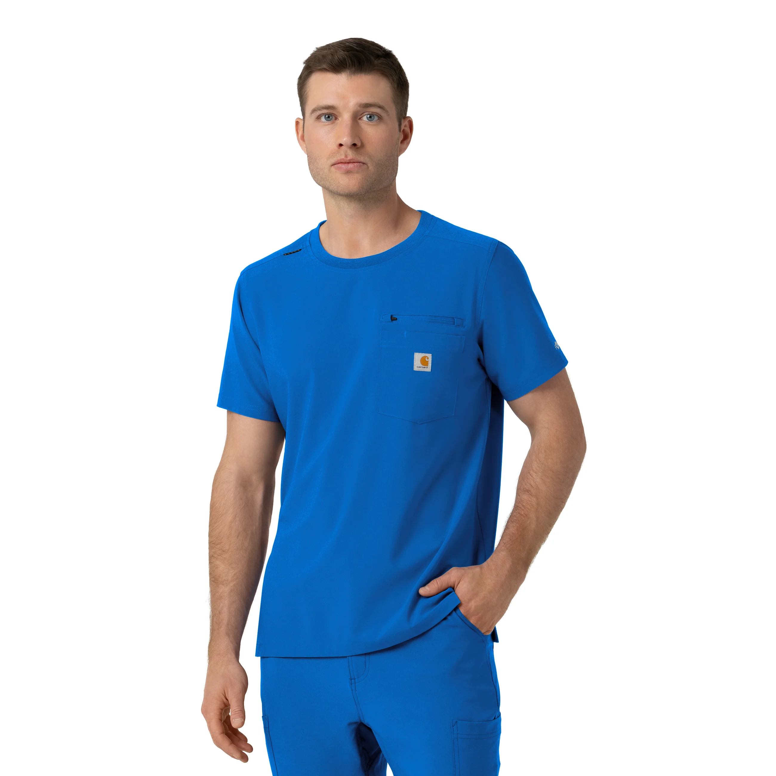 Carhartt Force Cross-Flex Men's Crew Neck Scrub Top - Royal - Image 4