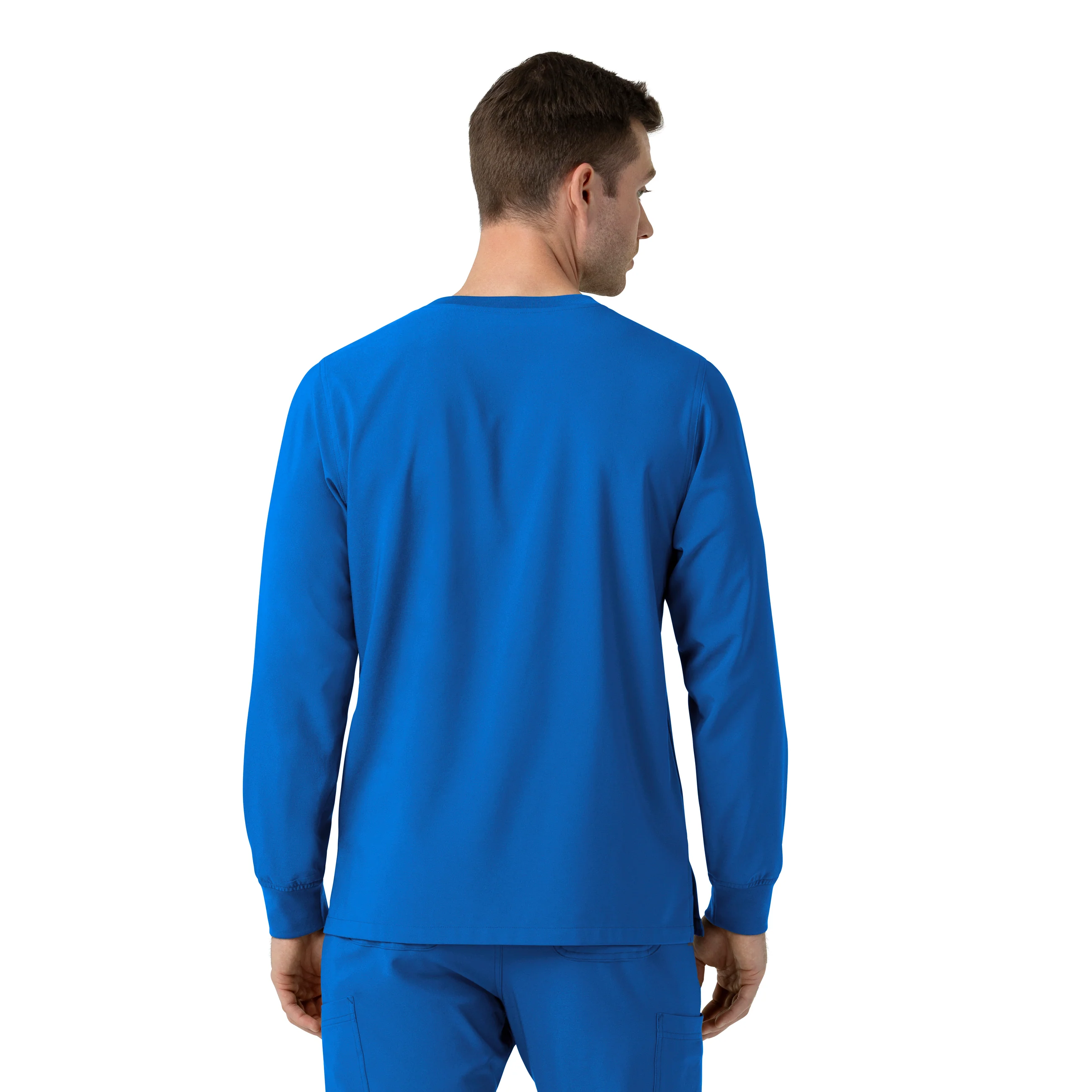 Carhartt Force Cross-Flex Men's Crew Neck Long Sleeve Scrub Top - Royal - Image 2
