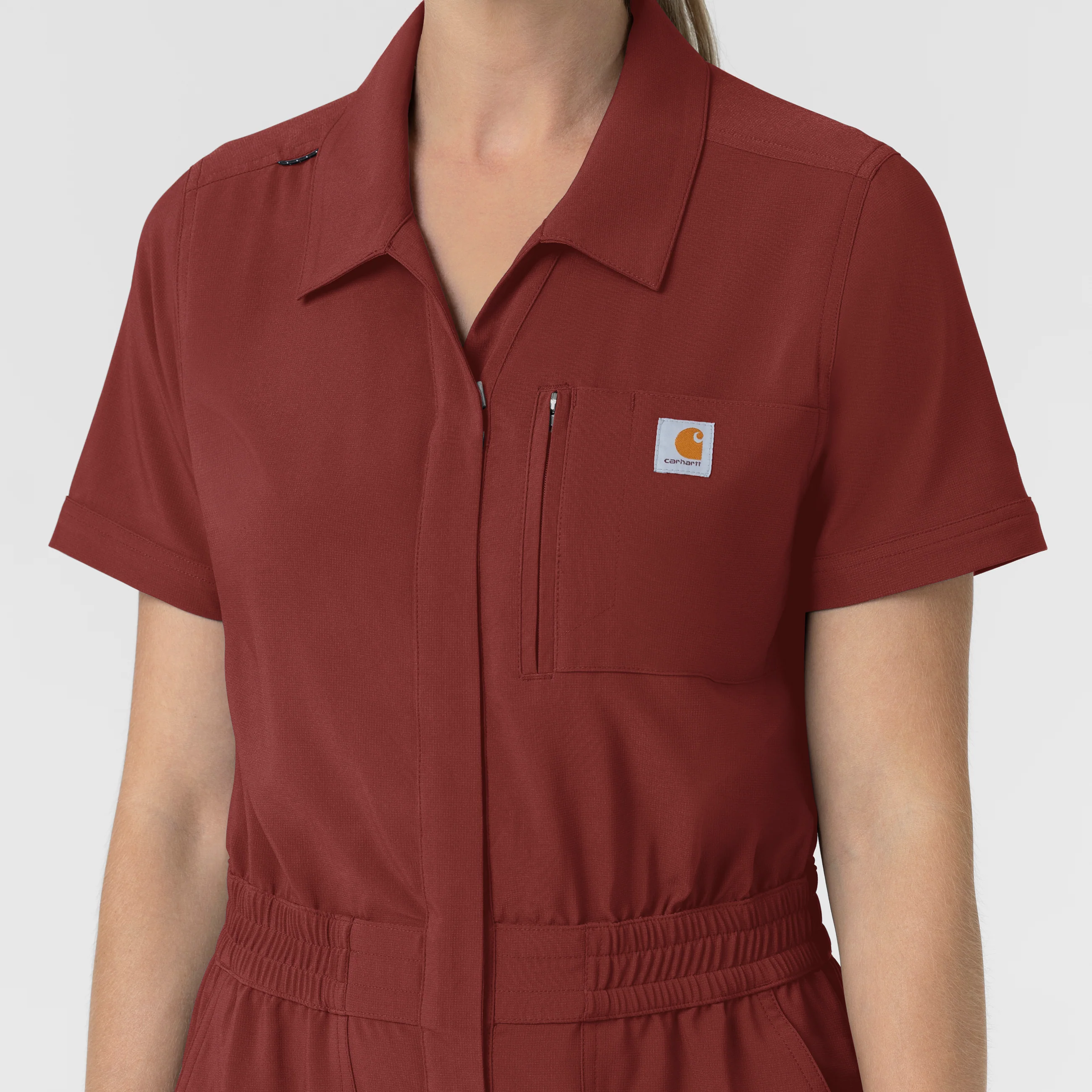 Carhartt Women’s Force Cross-Flex Short Sleeve Scrub Coverall - Amber Terrain - Image 8
