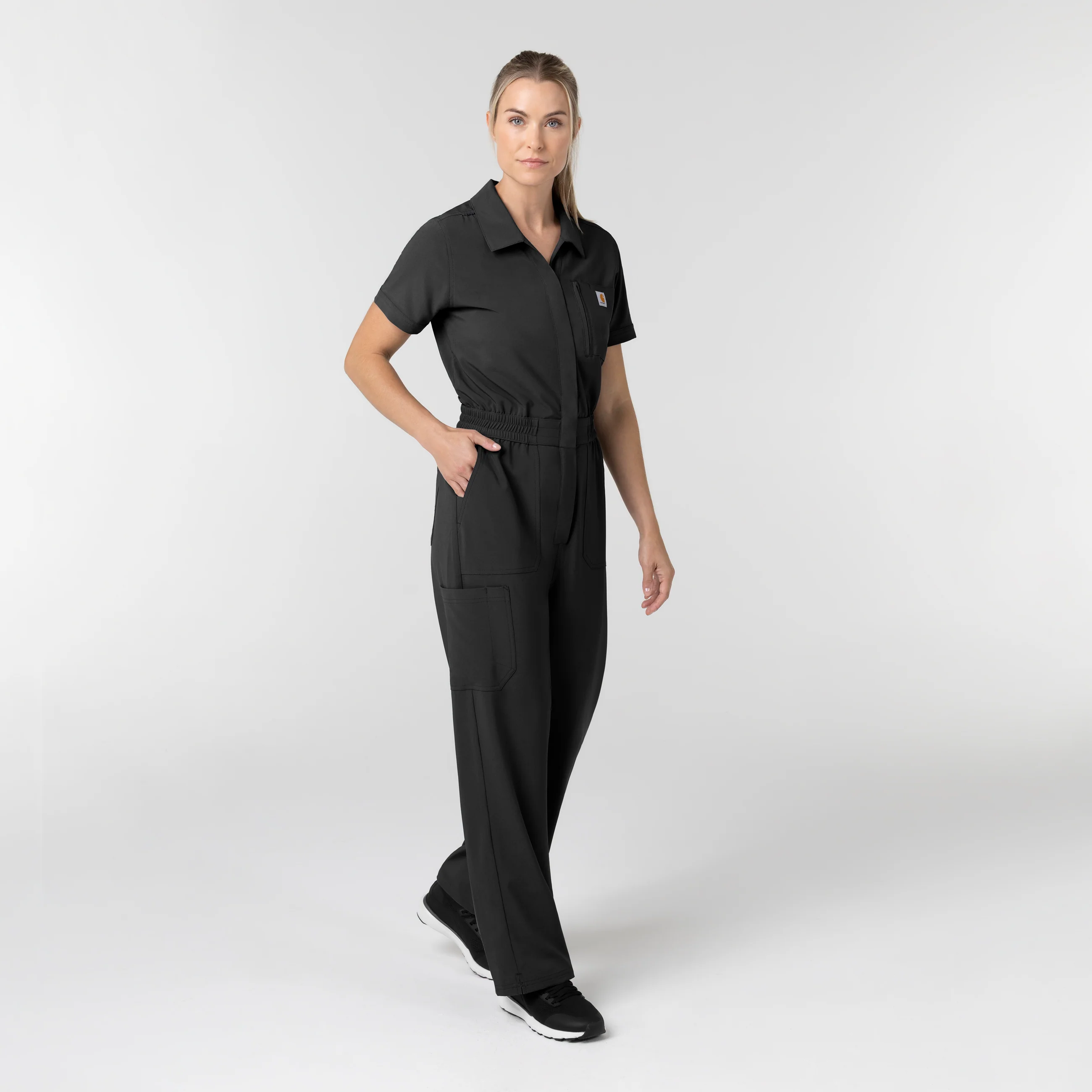 Carhartt Women’s Force Cross-Flex Short Sleeve Scrub Coverall - Black - Image 4