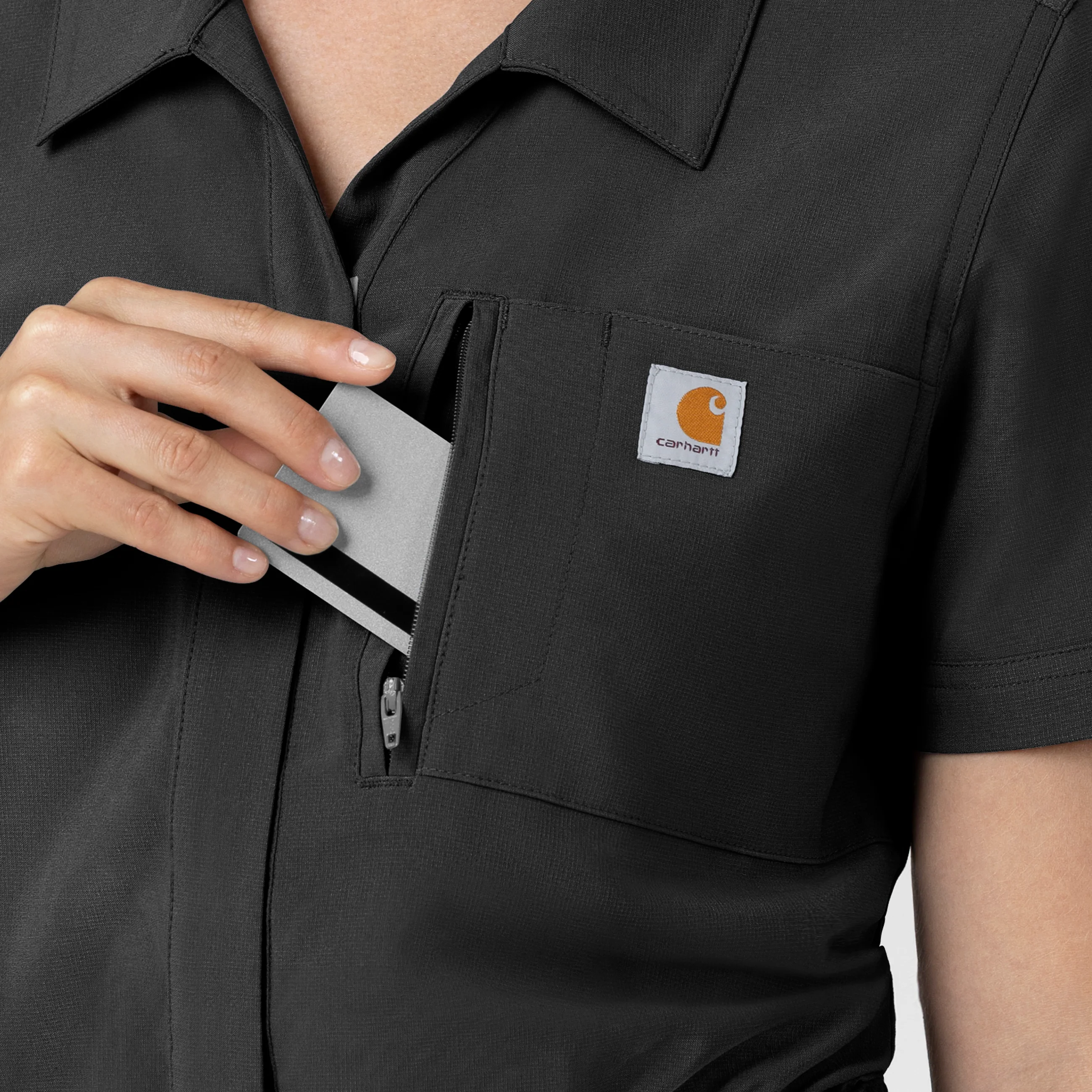 Carhartt Women’s Force Cross-Flex Short Sleeve Scrub Coverall - Black - Image 7