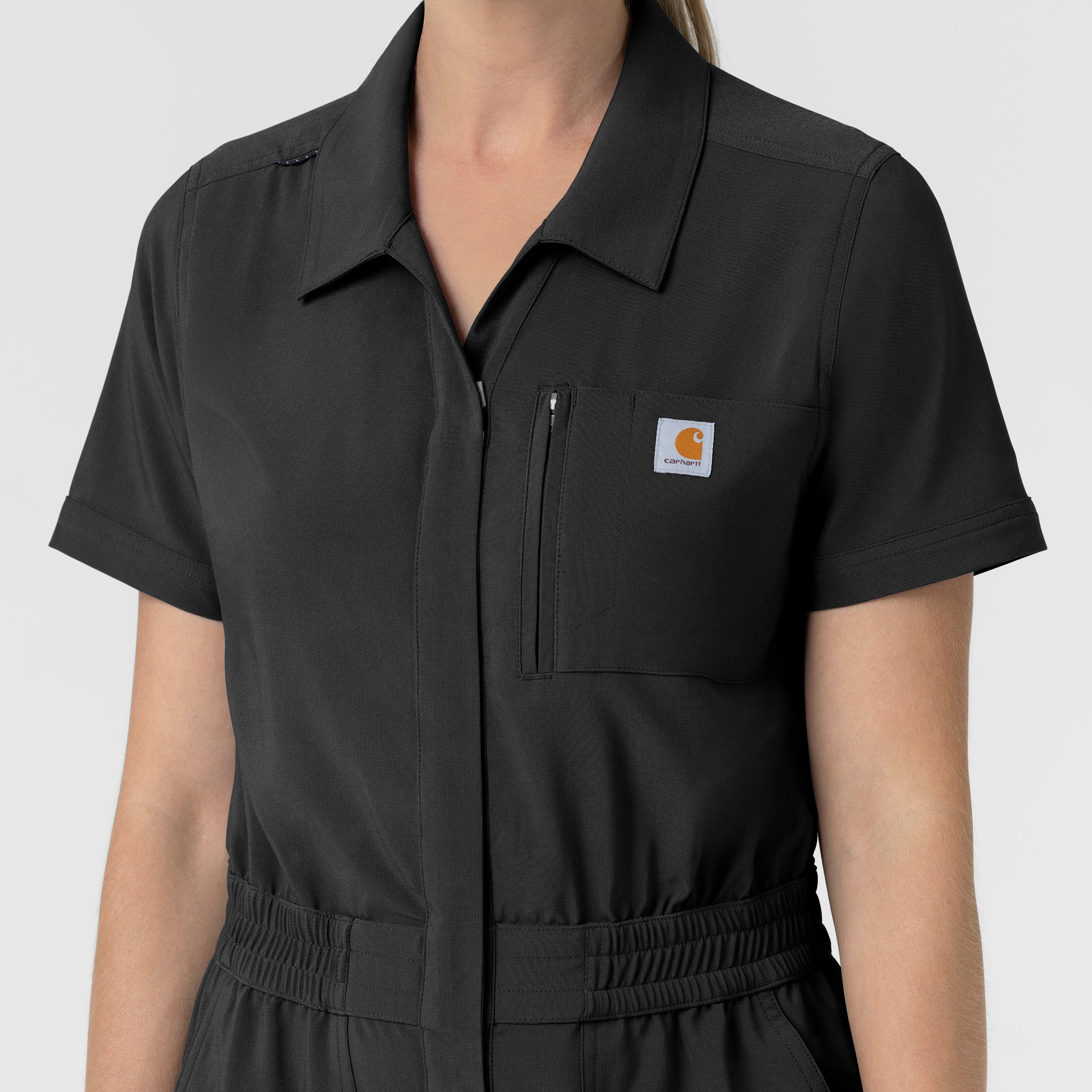 Carhartt Women’s Force Cross-Flex Short Sleeve Scrub Coverall - Black - Image 8