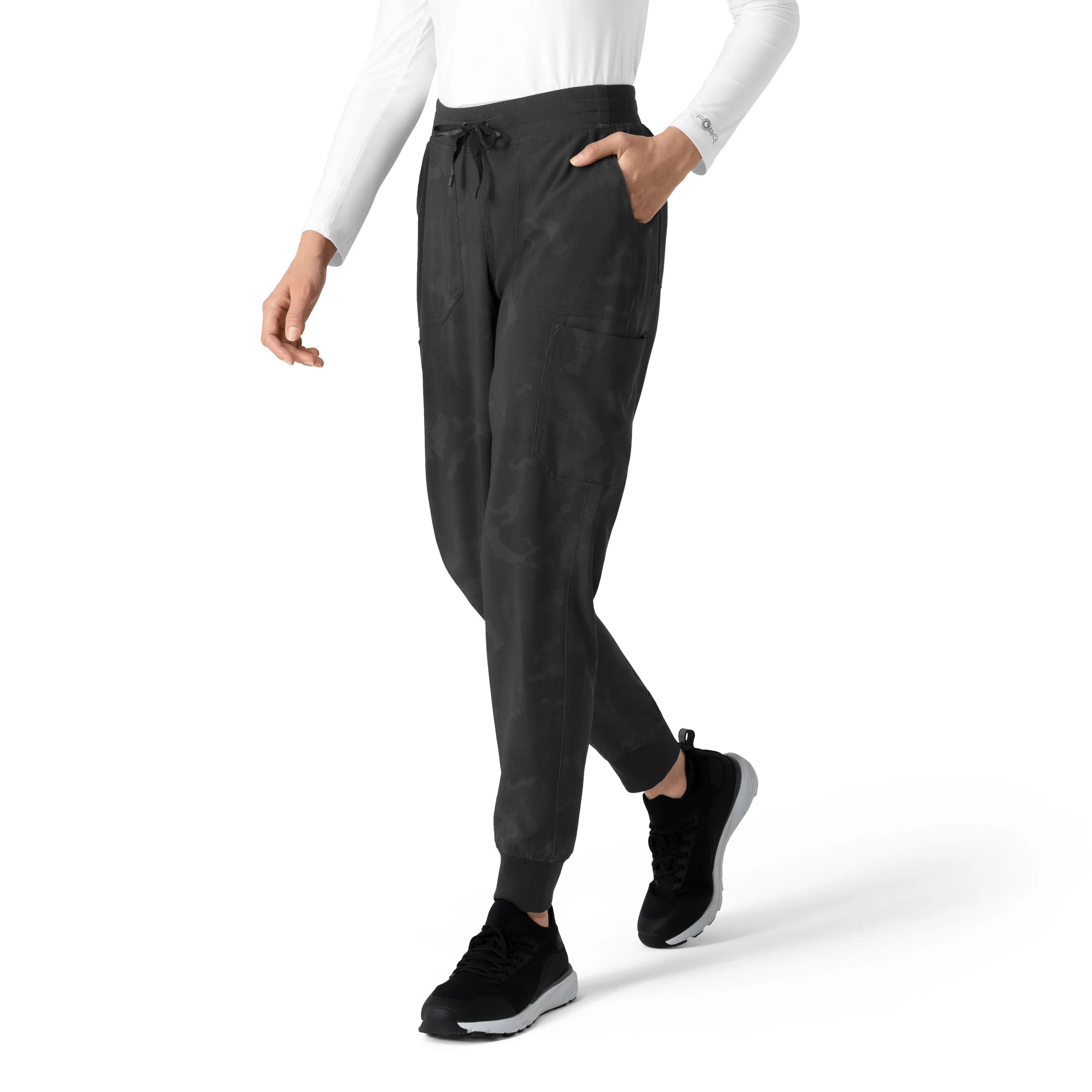 Carhartt Women's Printed Cargo Jogger Scrub Pant - Caring Camo Black - Image 4