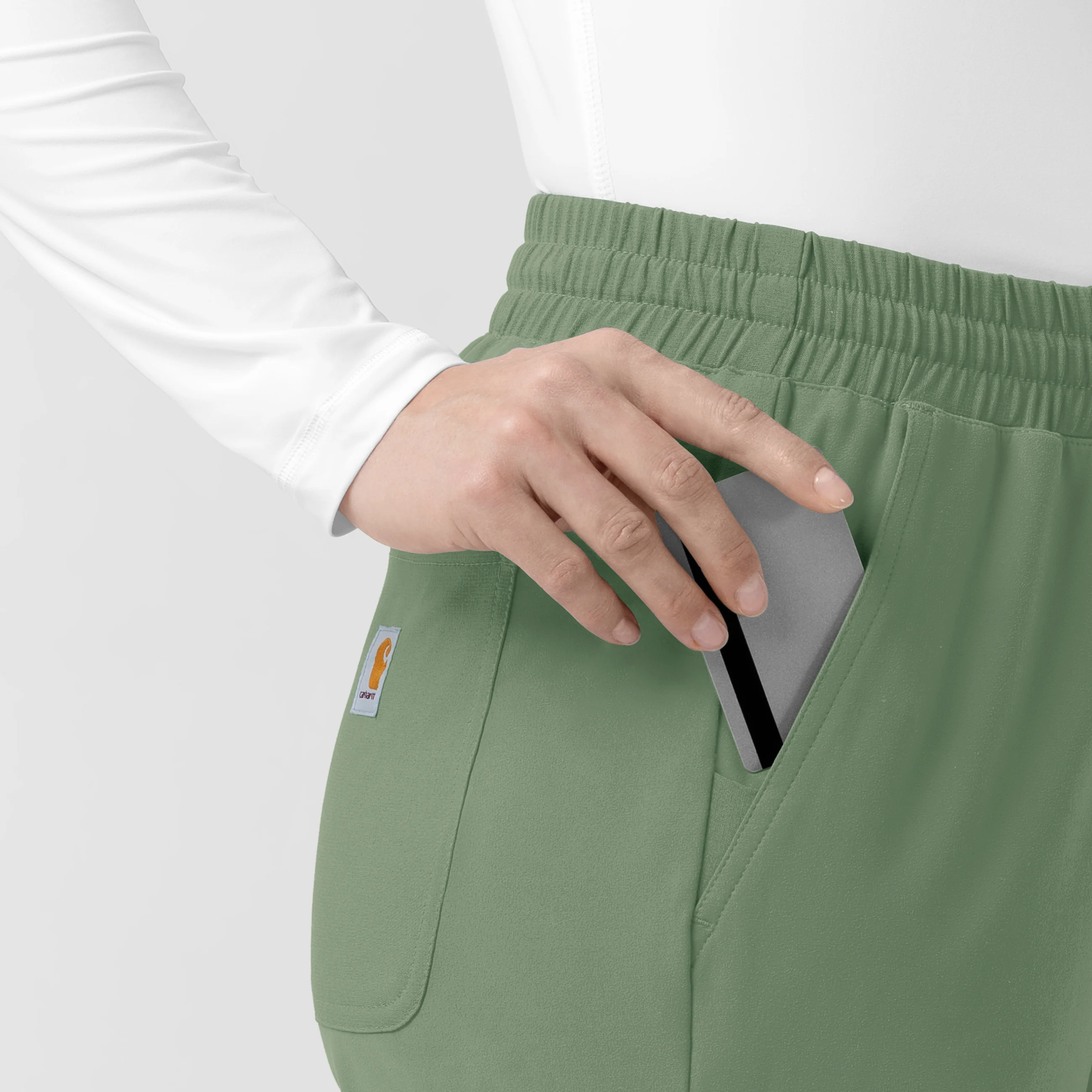 Carhartt Force Cross-Flex Knit Women's Boot Cut Scrub Pant - Green Slate - Image 5