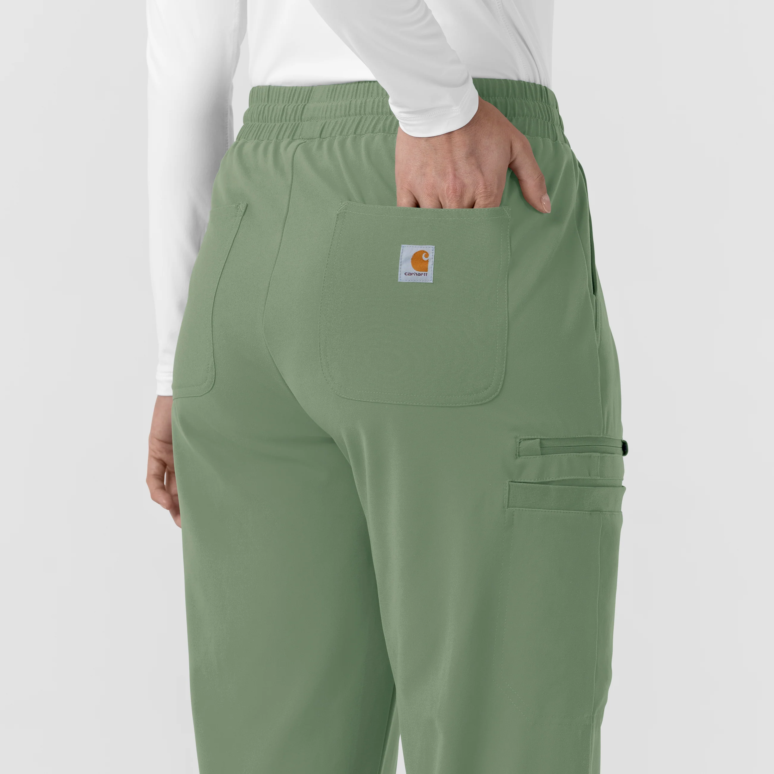 Carhartt Force Cross-Flex Knit Women's Boot Cut Scrub Pant - Green Slate - Image 9