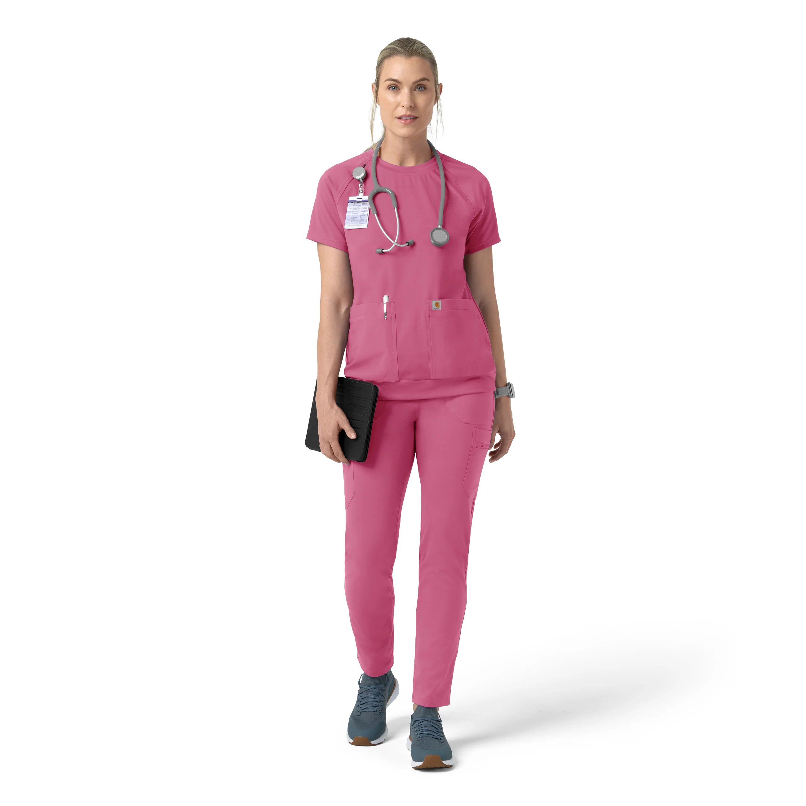 Carhartt Force Cross-Flex Knit Women's Modern Scrub Pant - Electric Fuschia - Image 3