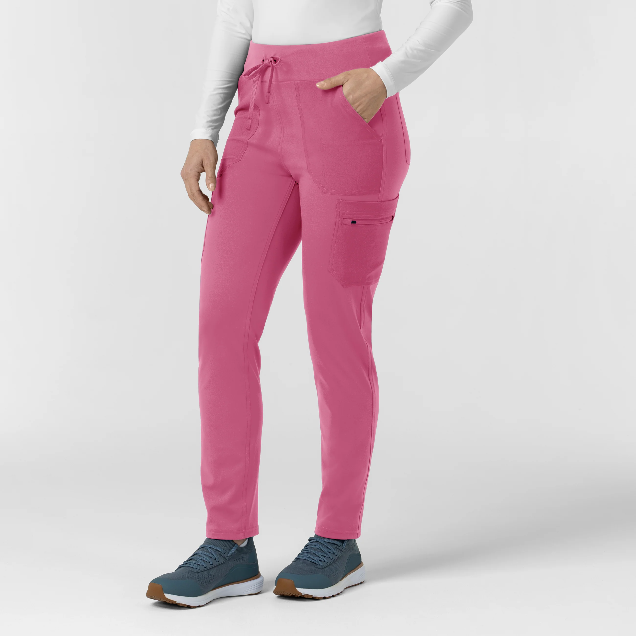 Carhartt Force Cross-Flex Knit Women's Modern Scrub Pant - Electric Fuschia - Image 4