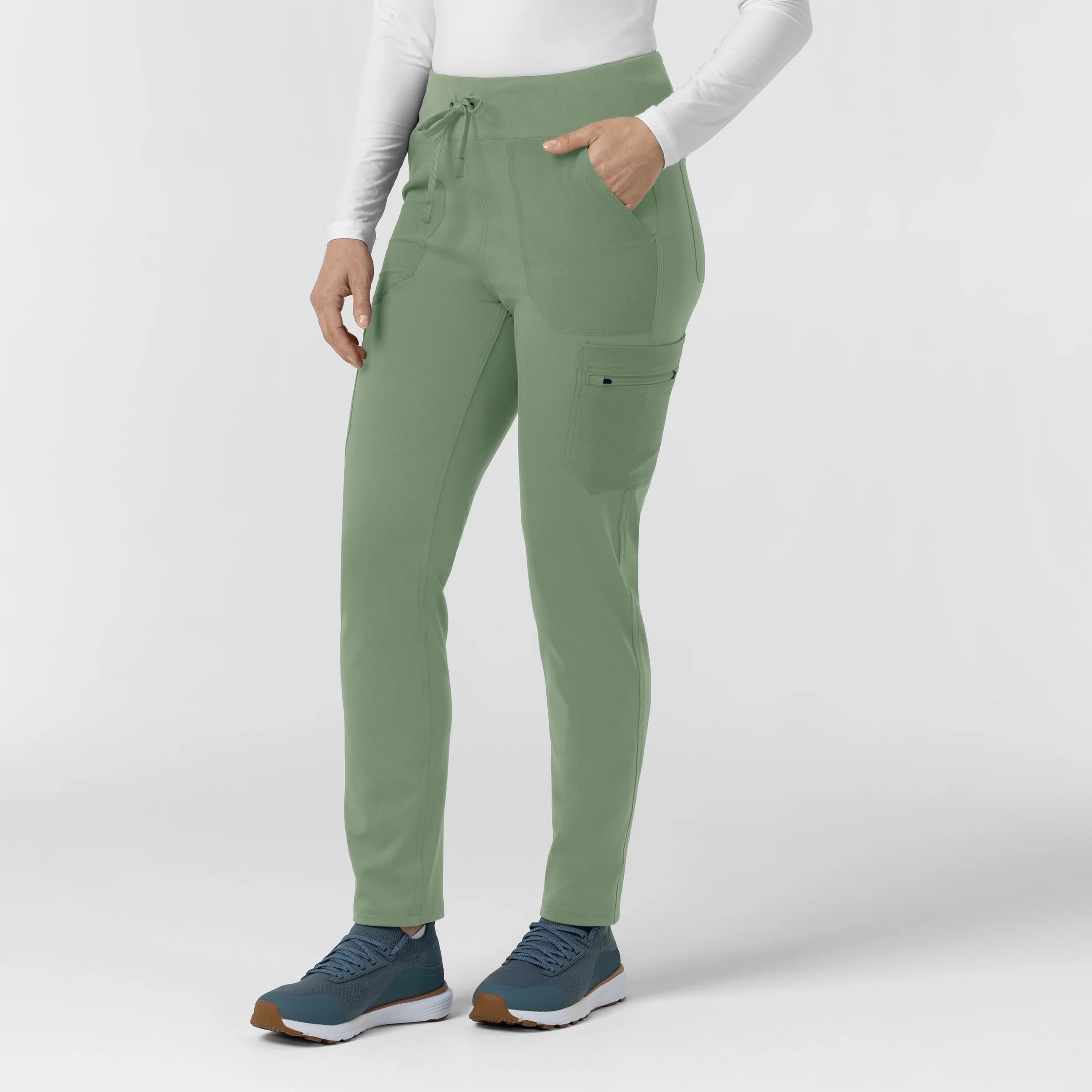 Carhartt Force Cross-Flex Knit Women's Modern Scrub Pant - Green Slate - Image 4
