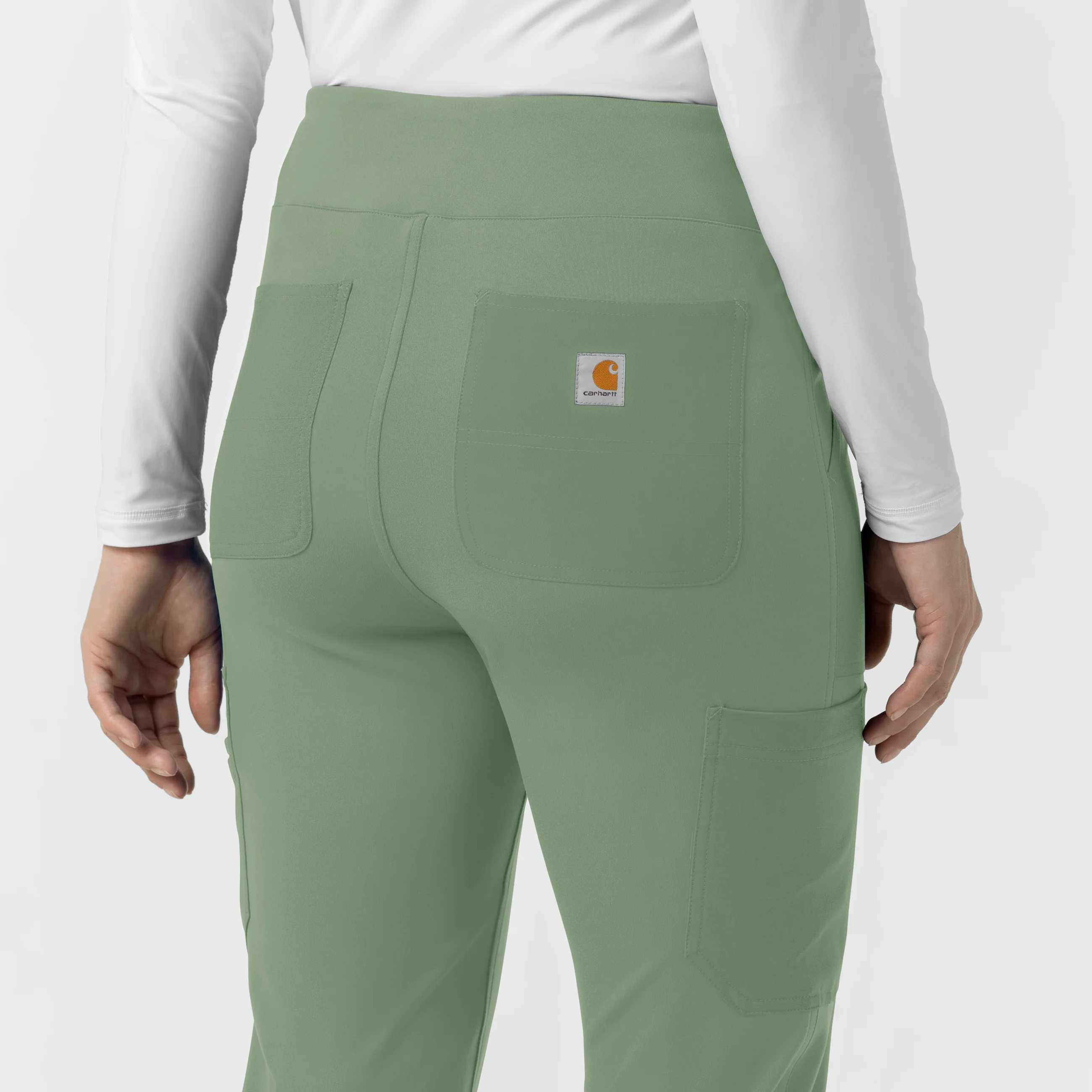 Carhartt Force Cross-Flex Knit Women's Modern Scrub Pant - Green Slate - Image 9