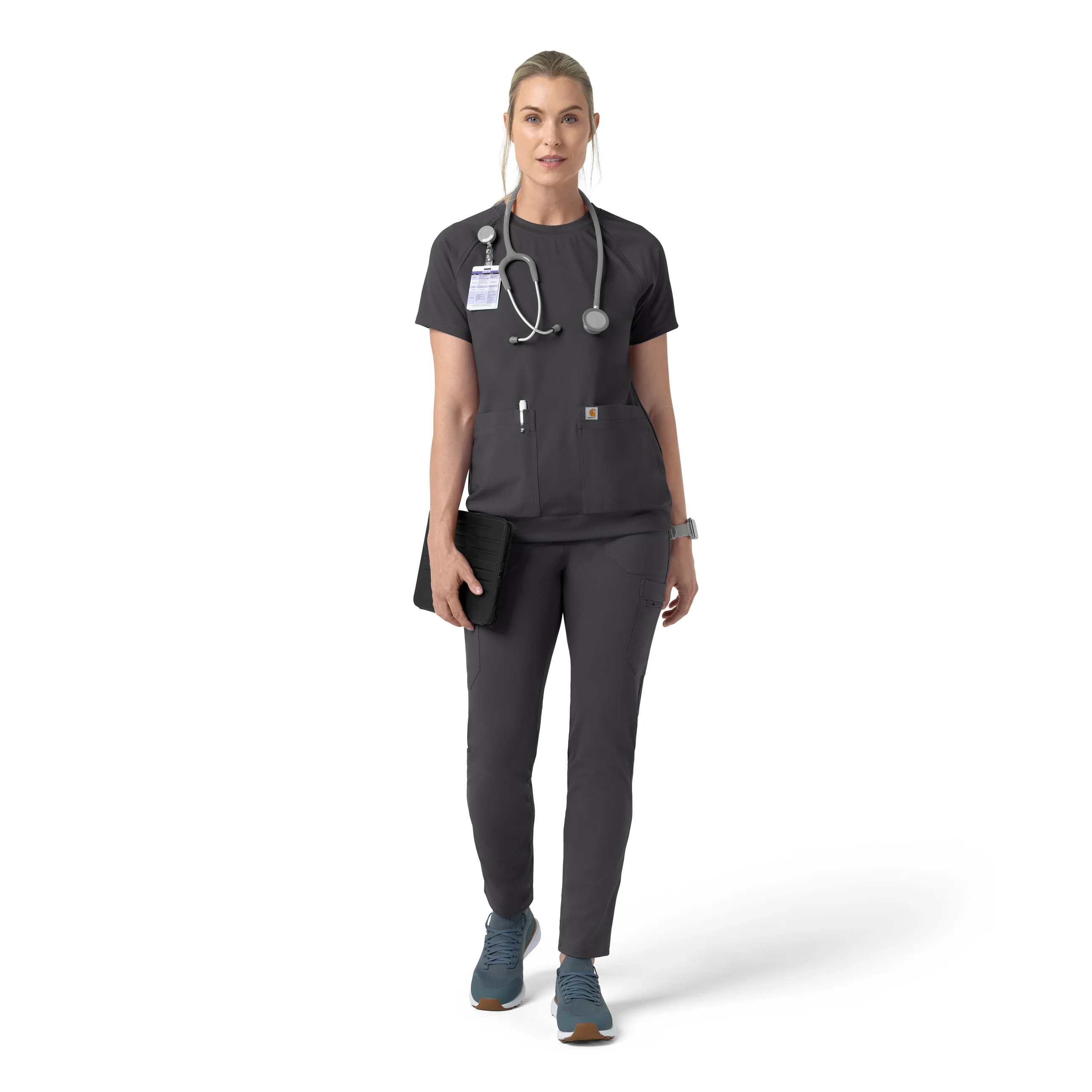 Carhartt Force Cross-Flex Knit Women's Modern Scrub Pant - Pewter - Image 3