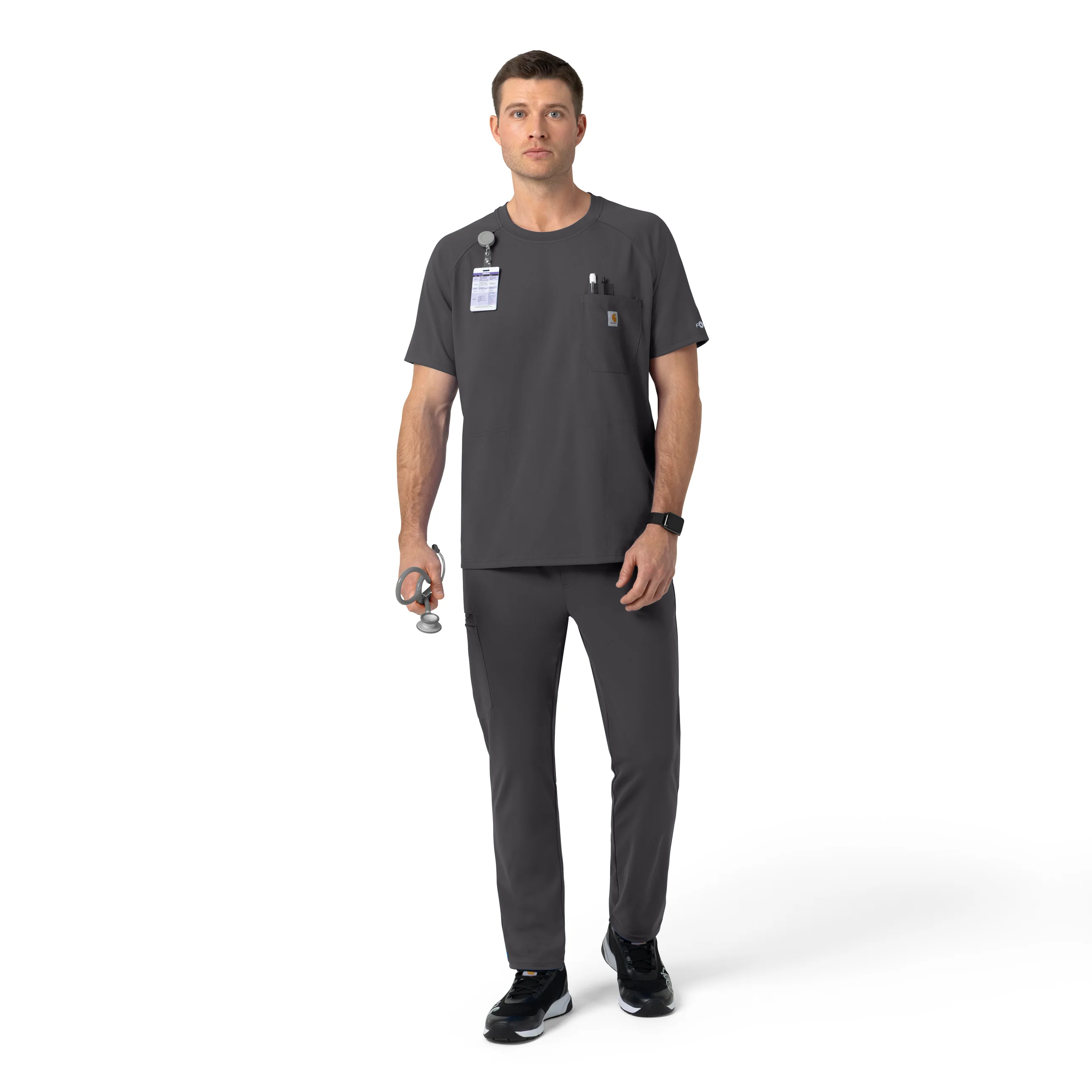 Carhartt Force Cross-Flex Knit Men's Straight Leg Tapered Scrub Pant - Pewter - Image 3