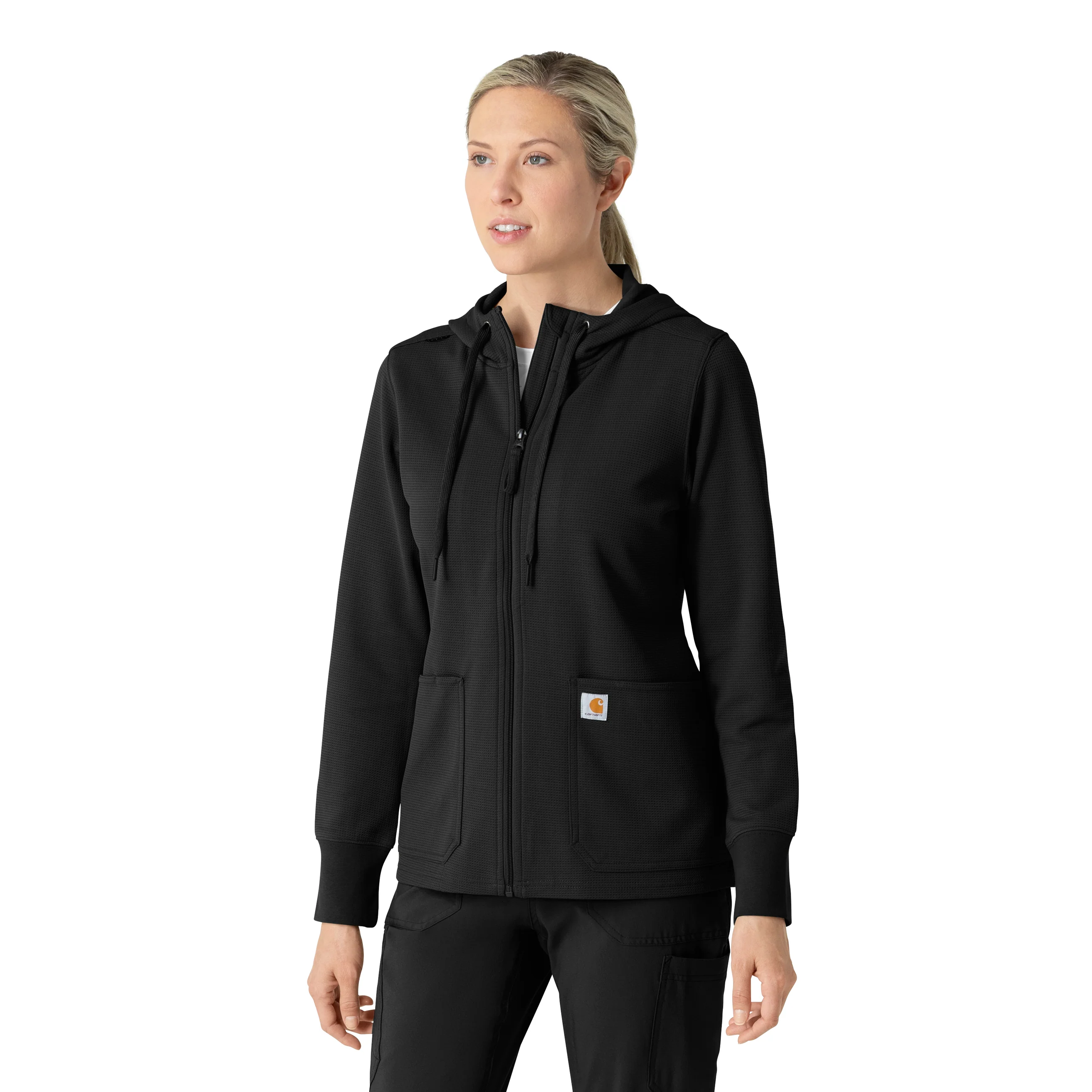Carhartt Women's Full Zip Waffle Hoodie - Black